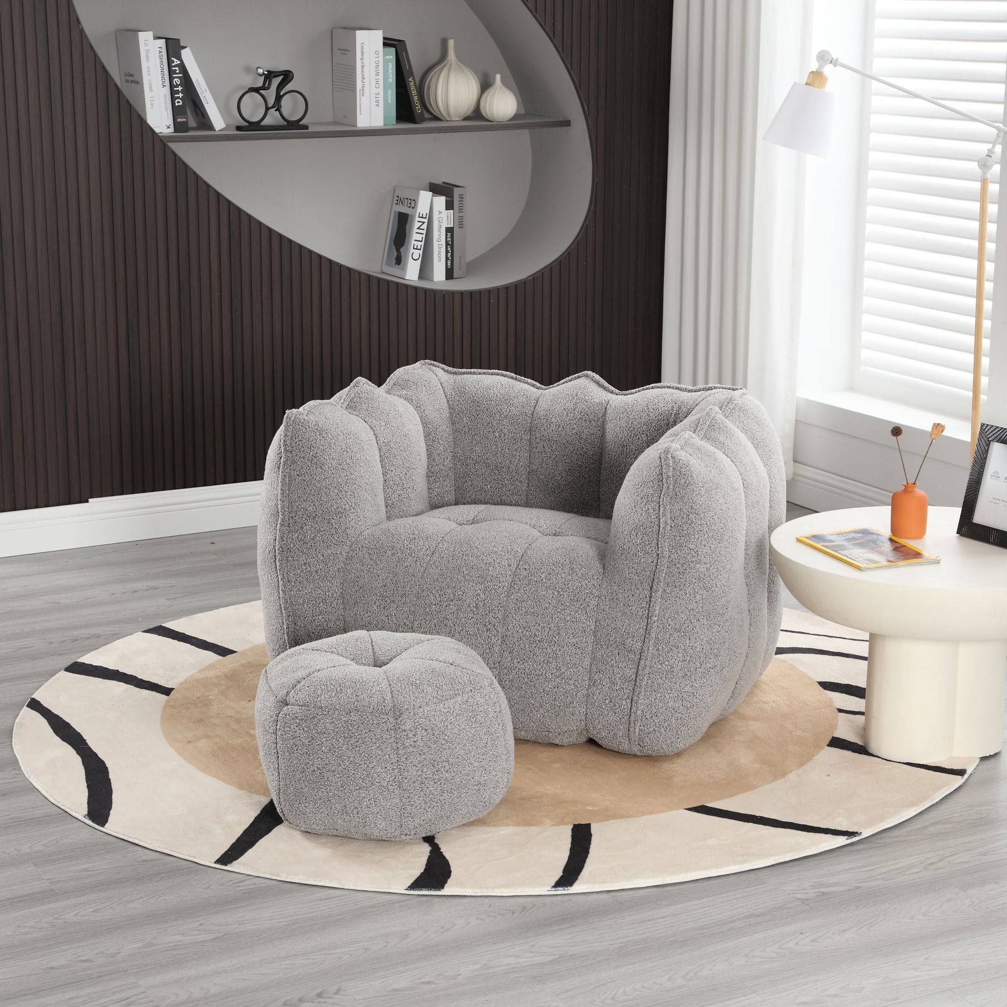 Soft Chenille Bean Bag Chair With High Resilient Foam