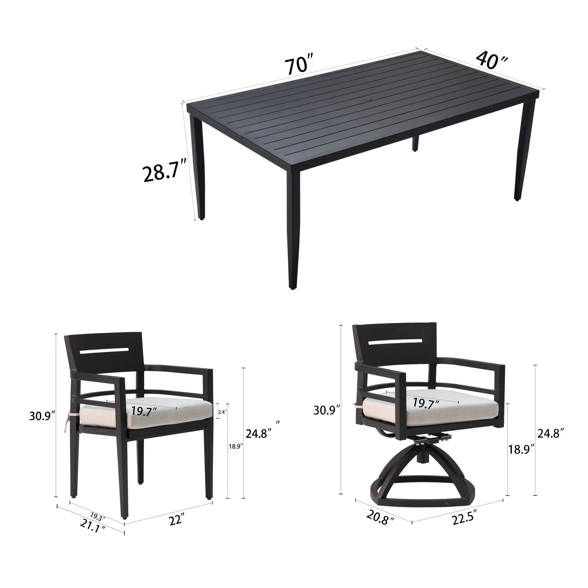 Outdoor Modern Dining Set, Chairs Sunbrella Cushioned And Dining Table With Umbrella Hole - Best Buy Furniture
