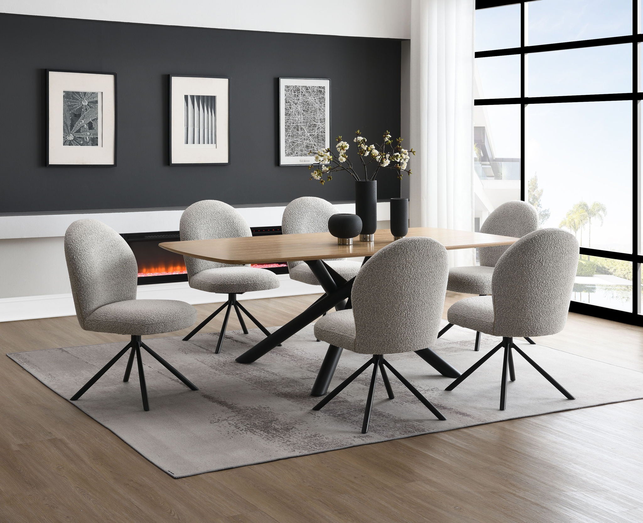 Lawton - 7 Pieces Dining Room Set - Natural / Black / Gray - Best Buy Furniture
