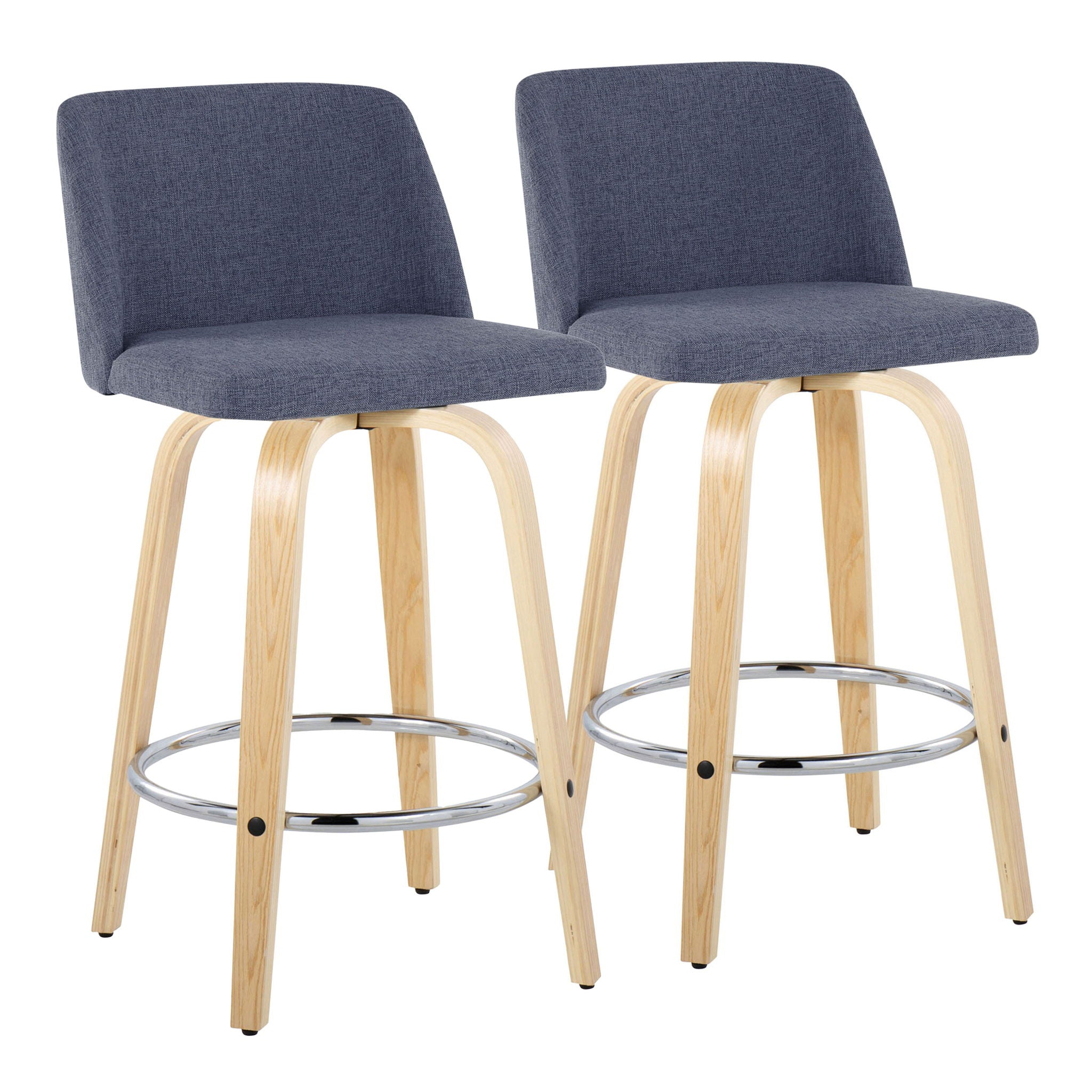 Toriano - Contemporary Fixed-Height Counter Stool With Swivel And Round Footrest (Set of 2) - Best Buy Furniture