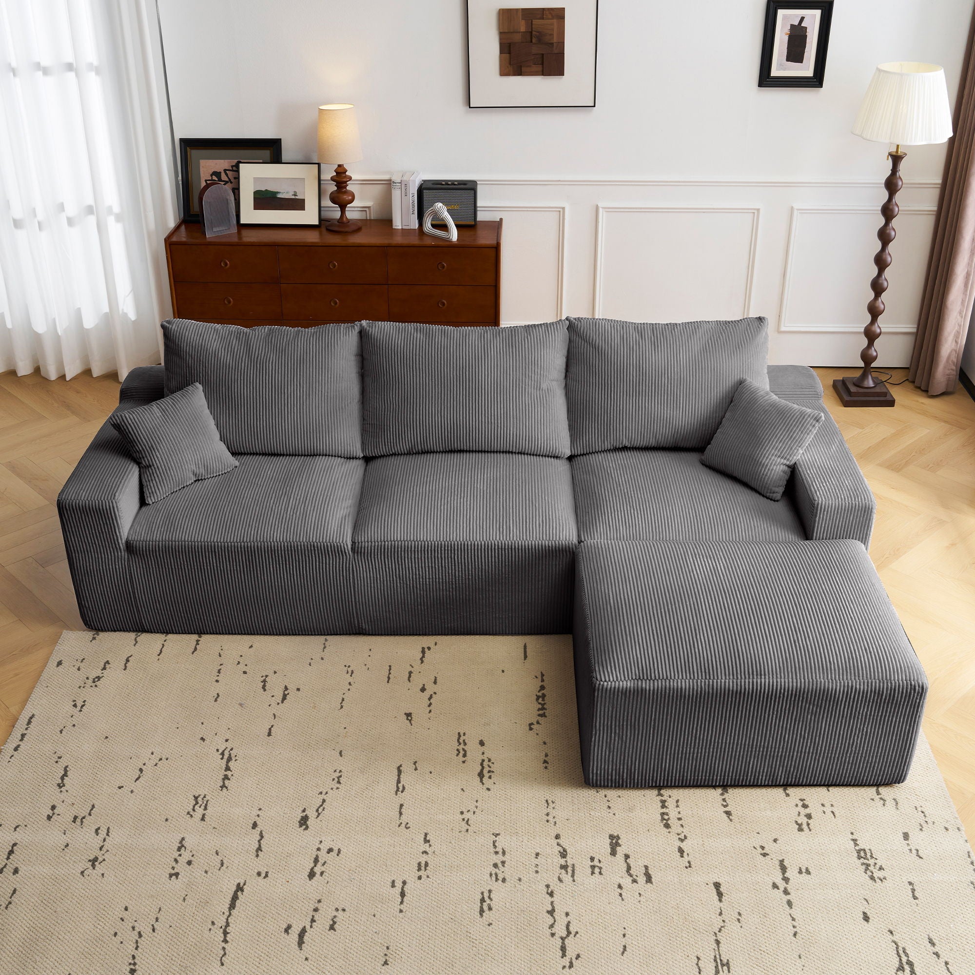L Shaped Sectional Sofa, Full Compression 3 Seater Cloud Couch With Chaise - Best Buy Furniture