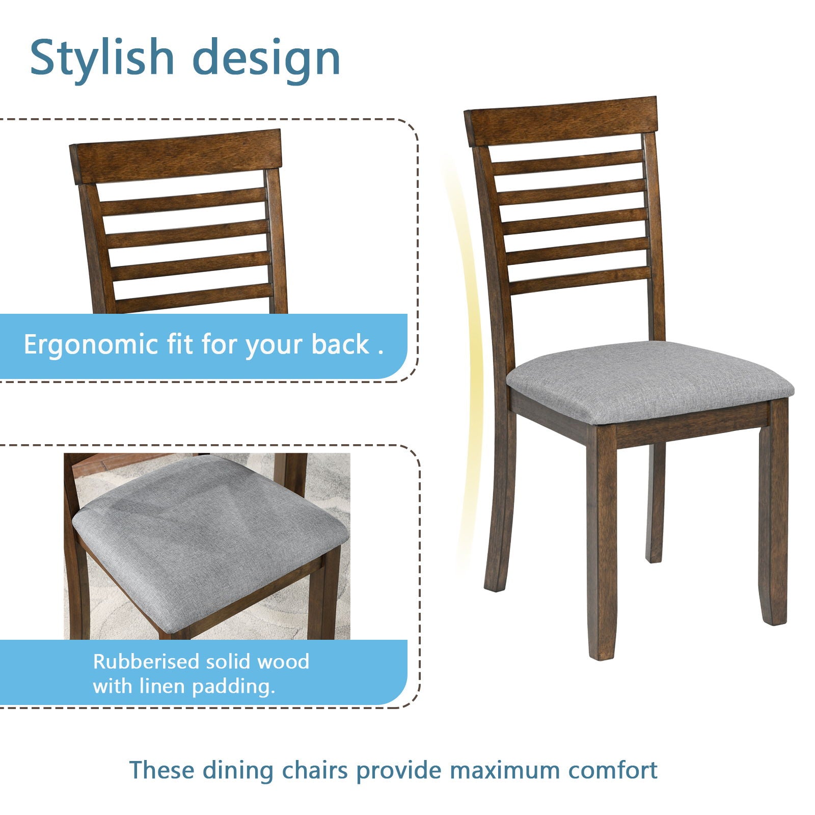 5 Pieces Modern Dining Set, Rectangular Wooden Dining Table With 4 Upholstered Chairs - Best Buy Furniture