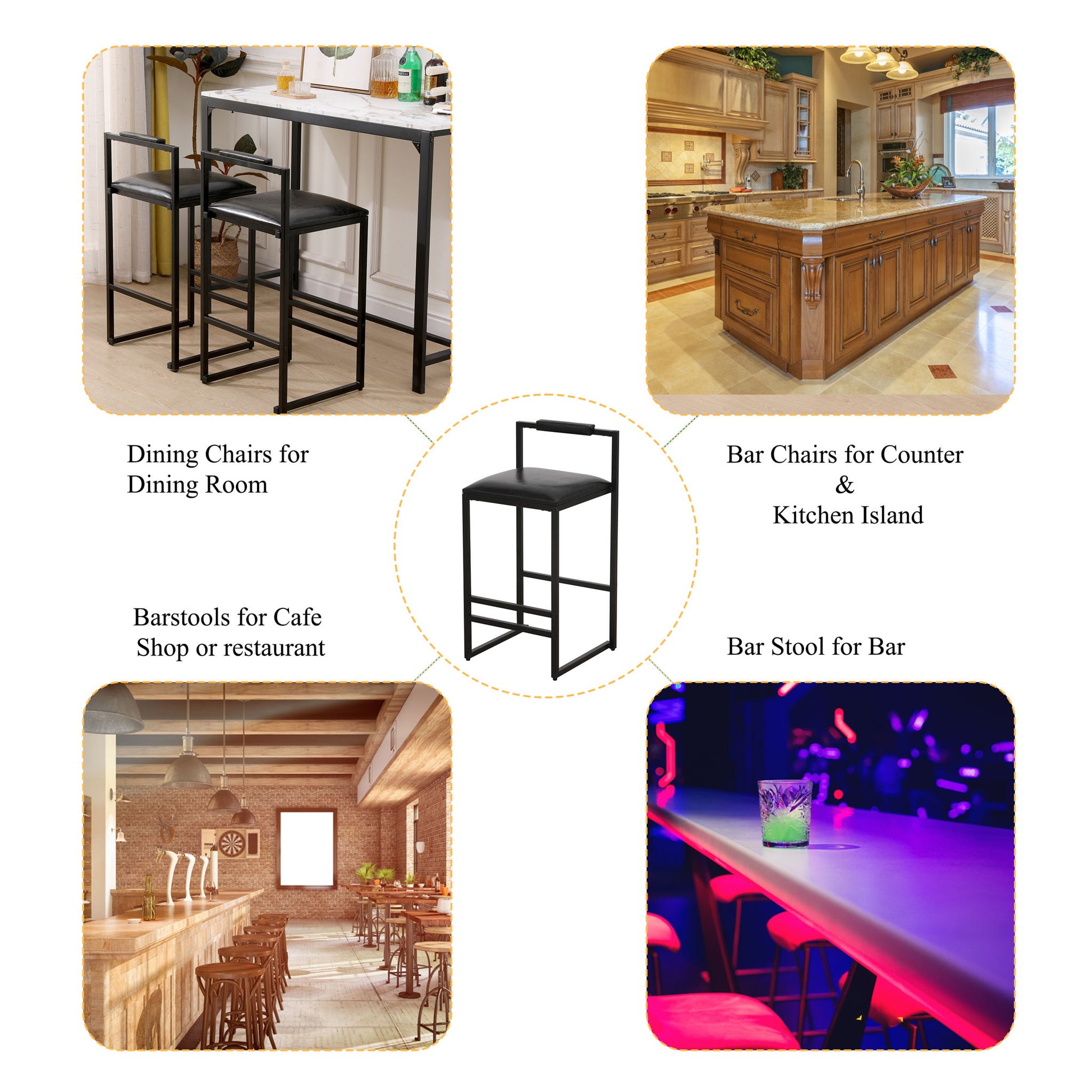 Elegant Bar Stool Set With Backrest And Footrest, Counter Height (Set of 2) - Best Buy Furniture