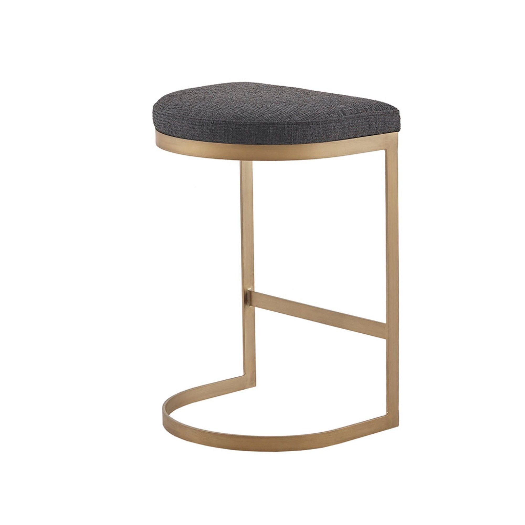 Counter Stool With Upholstered Seat, Metal Base - Charcoal / Antique Gold - Best Buy Furniture