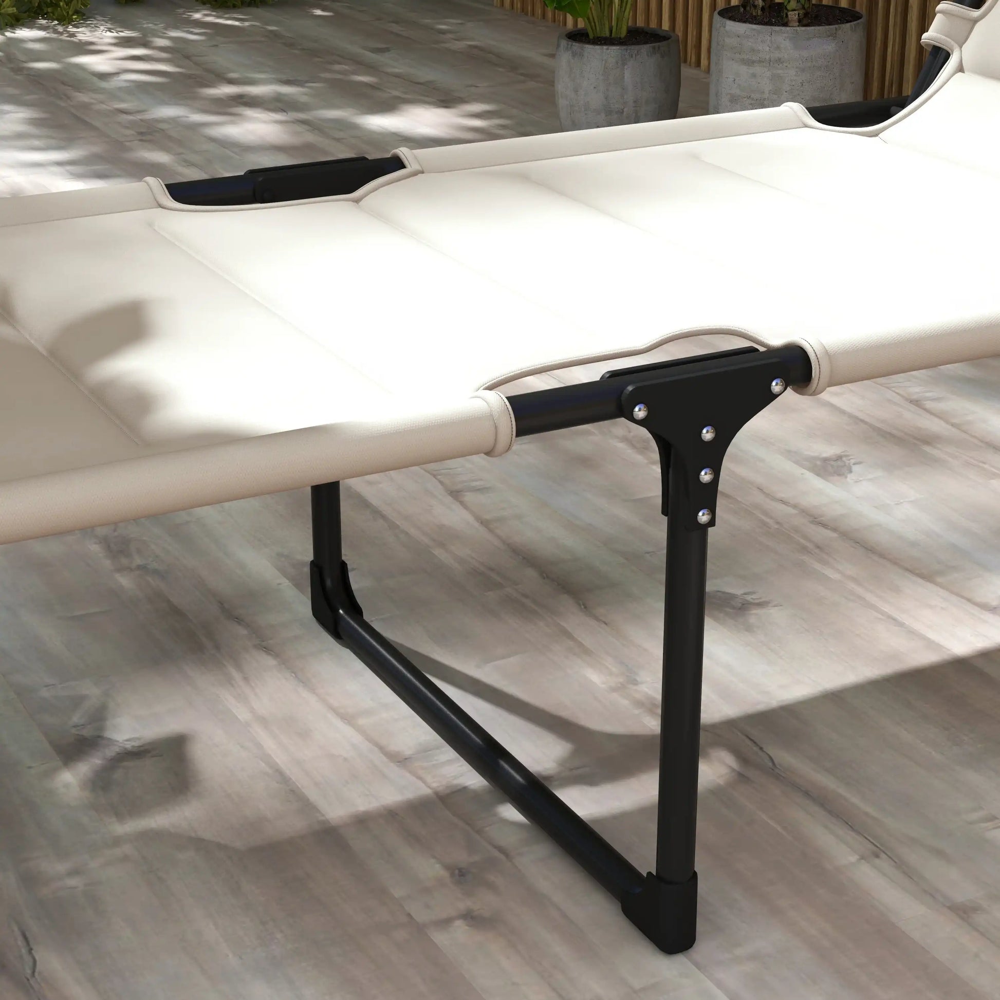 Adjustable Outdoor Lounge Chair, Cream White, with Sunshade & Pillow - Best Buy Furniture