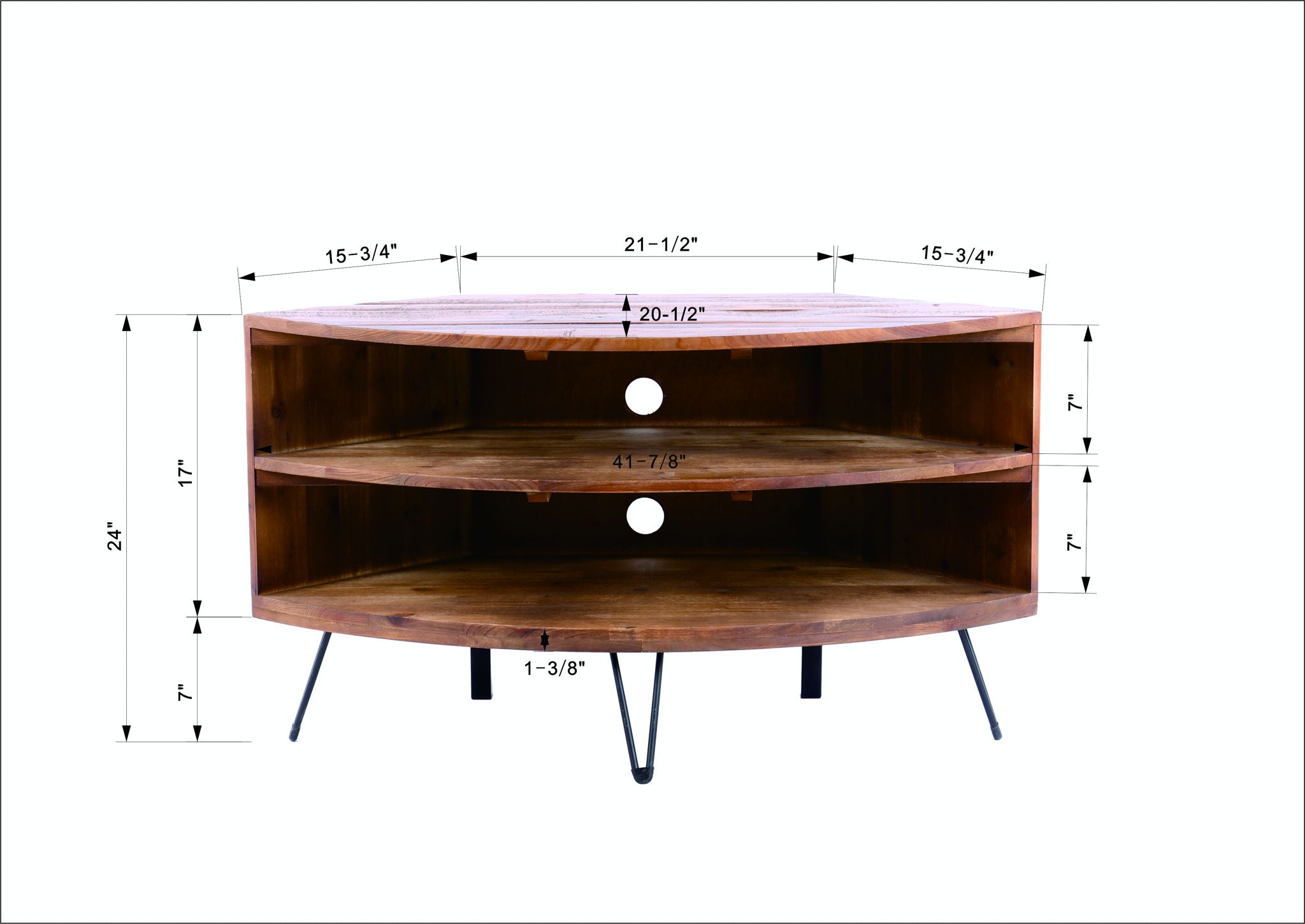 Fan Shape Reclaimed Wood Corner Media Table For Living Room Wise Use Your Space - Natural - Best Buy Furniture
