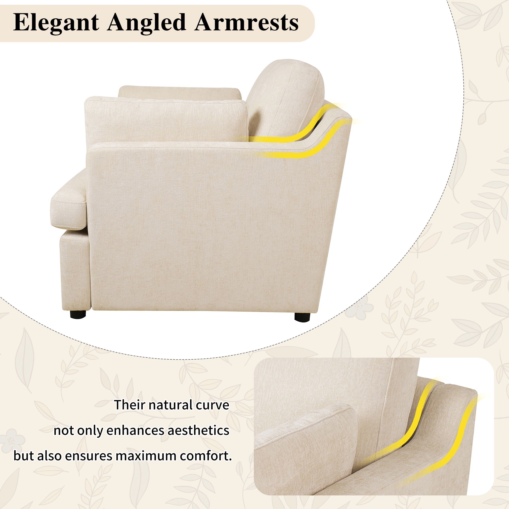 Oversized Accent Chair Comfortable Armrest Cushions, Versatile Neutral Style, Elegant Design, Durable Frame - Best Buy Furniture