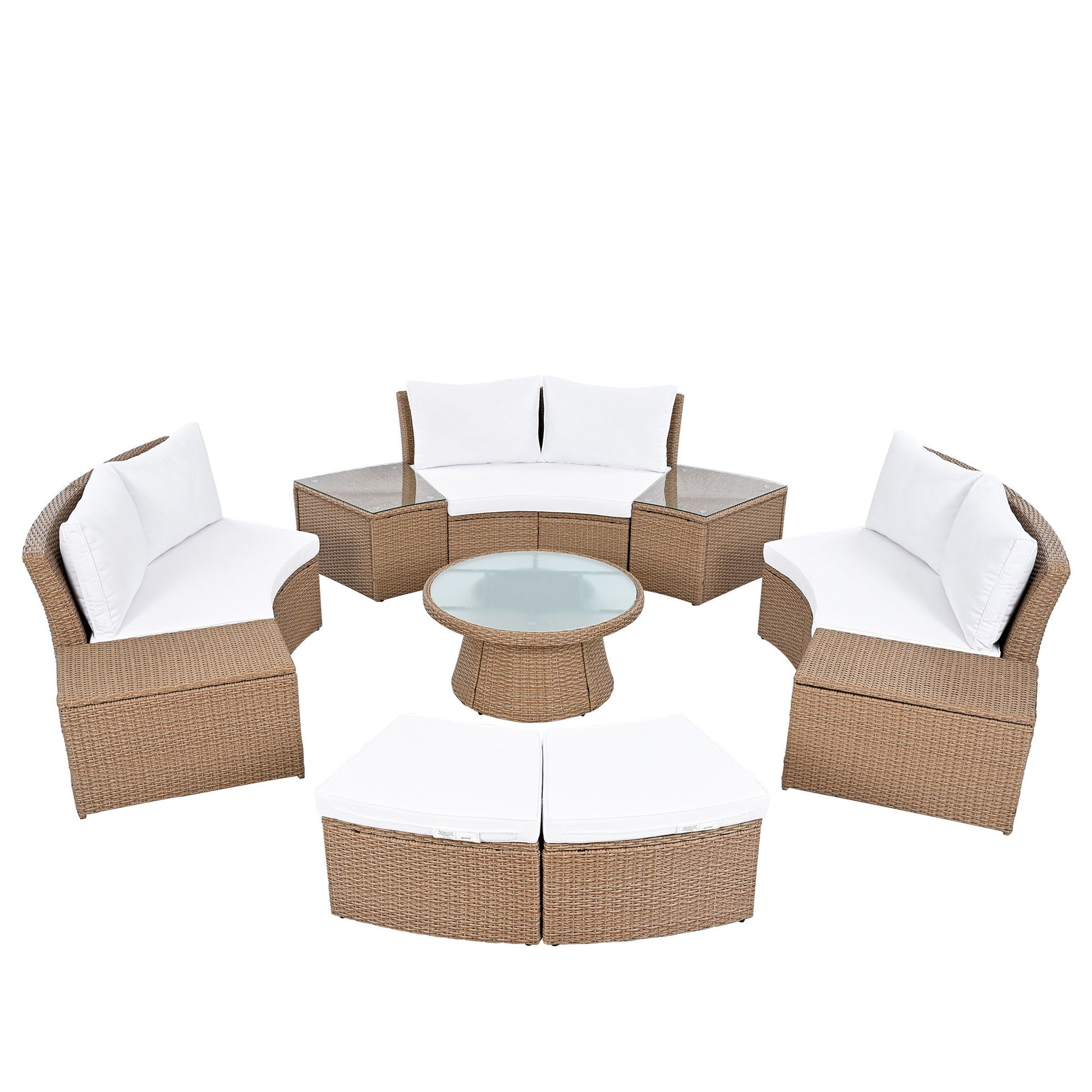 10 Piece Outdoor Sectional Half Round Patio Rattan Sofa Set - Best Buy Furniture