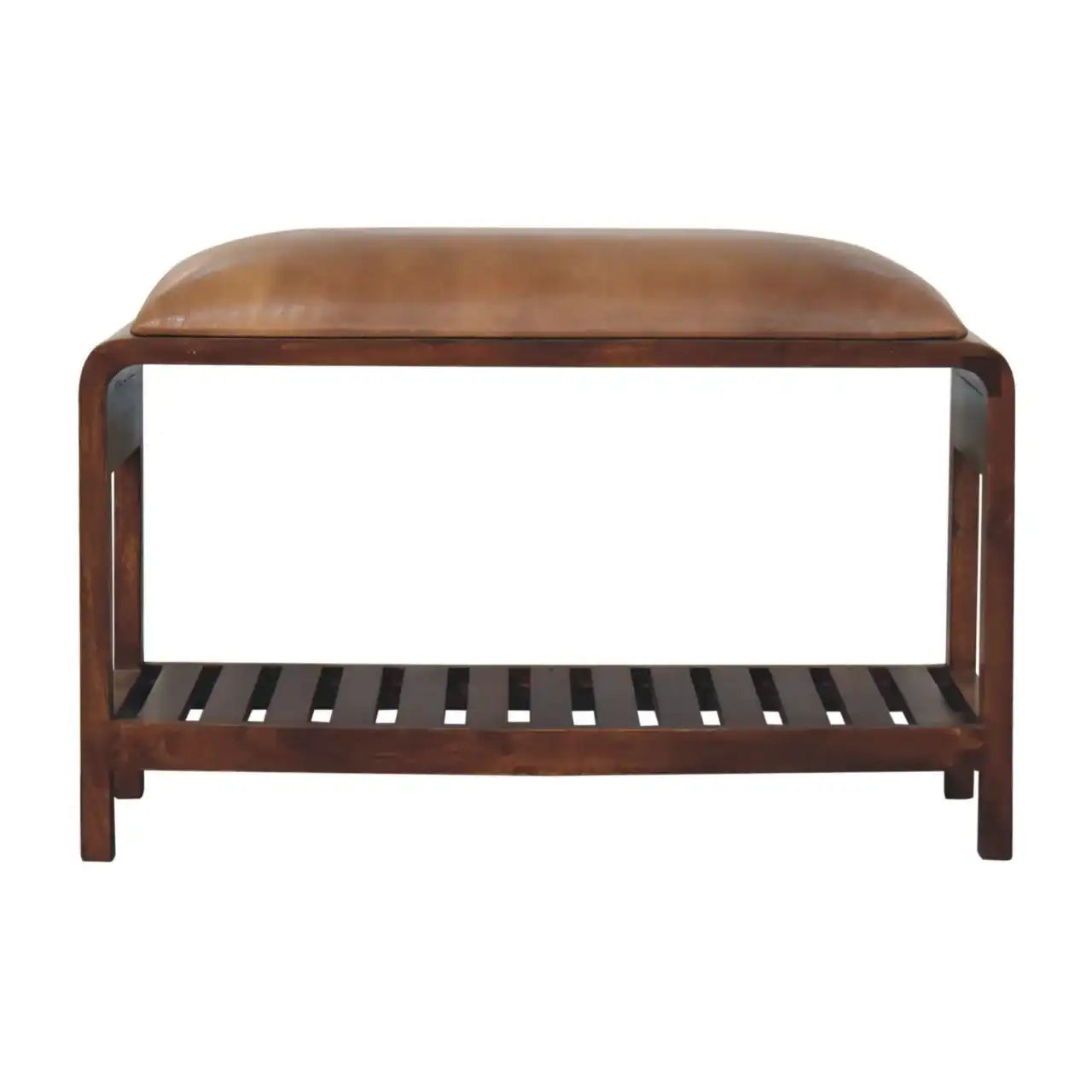 Buffalo - Slatted Square Bench - Brown - Best Buy Furniture
