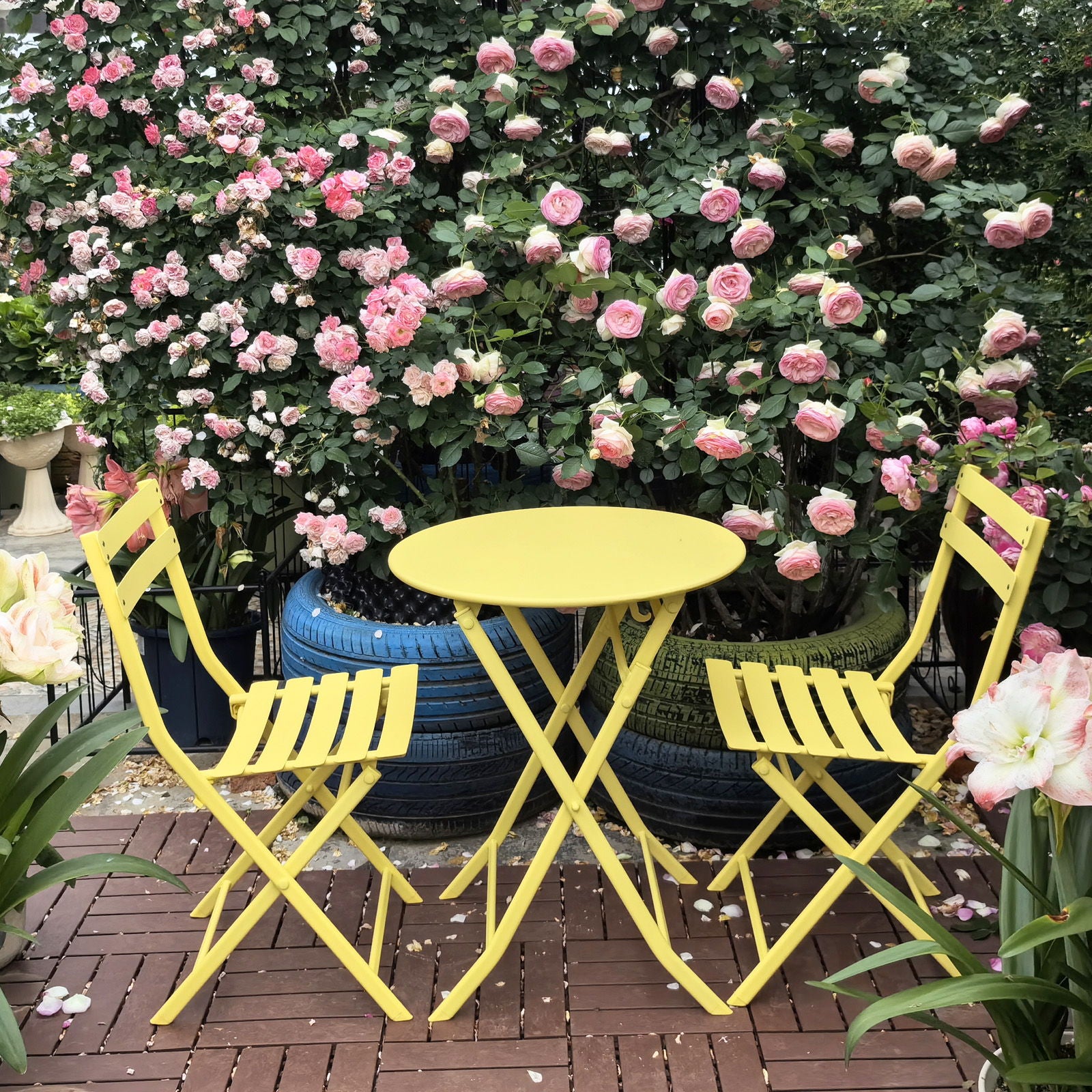 3 Piece Patio Bistro Set Of Foldable Round Table And Chairs - Best Buy Furniture
