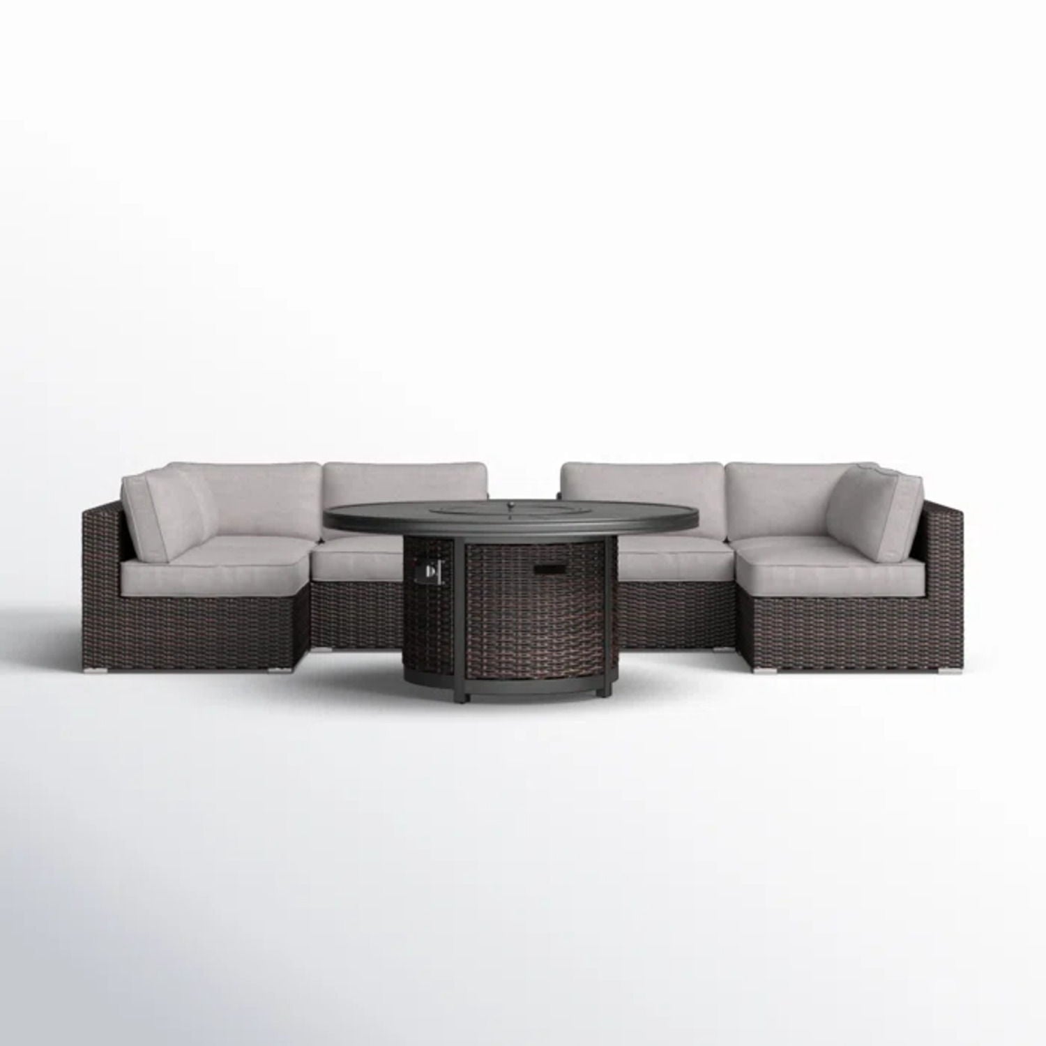 Rattan Patio Set With Comfortable Cushions And Fire Pit - Best Buy Furniture