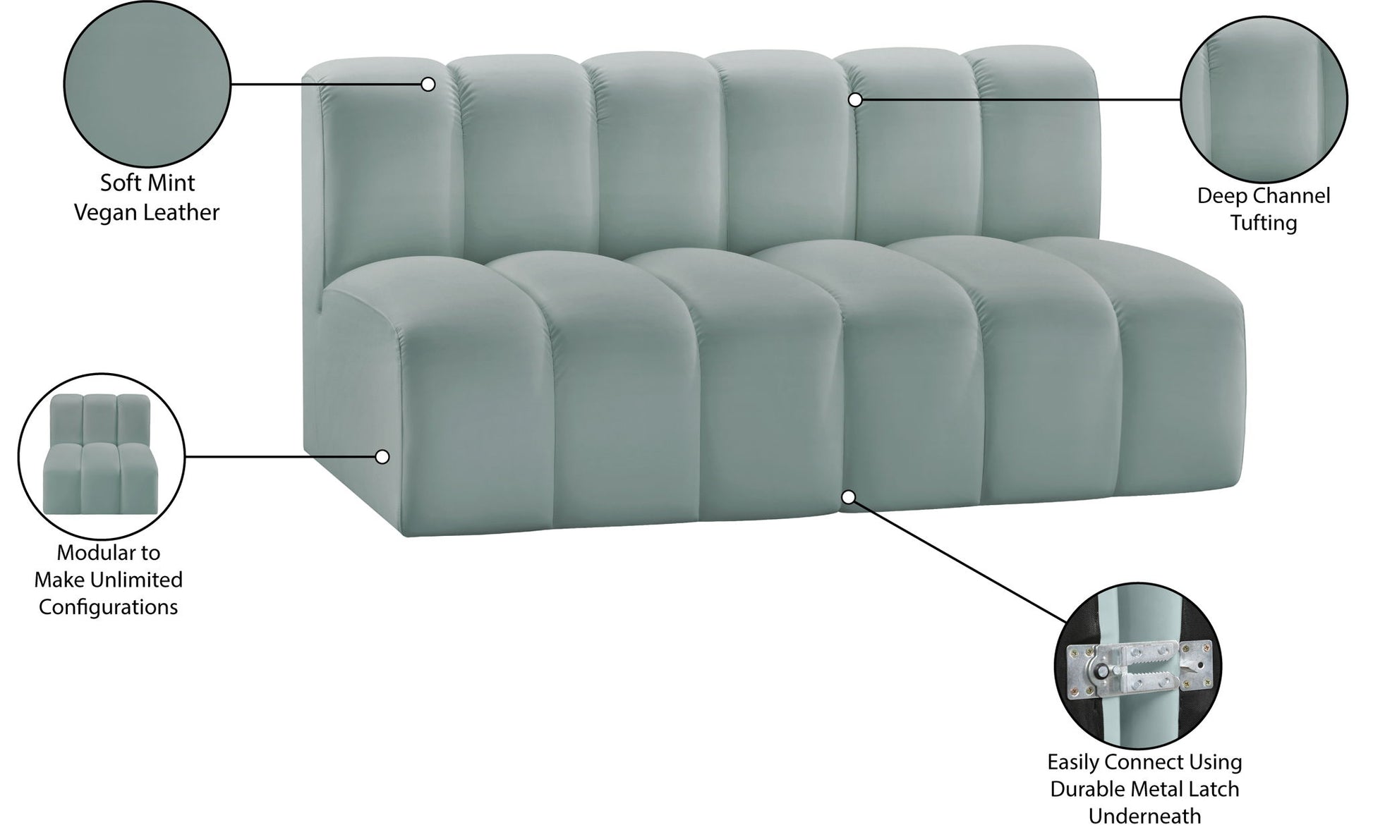 Arc - Faux Leather 2 Seats Modular Sofa - Best Buy Furniture