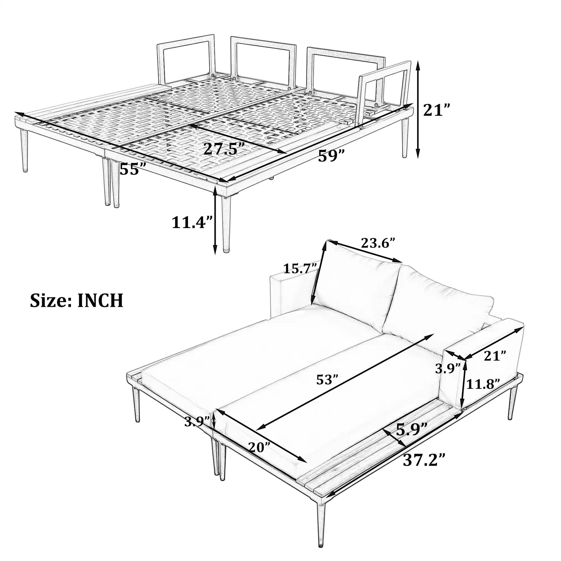 Modern Outdoor Daybed with Faux Marble Top, Beige - Best Buy Furniture