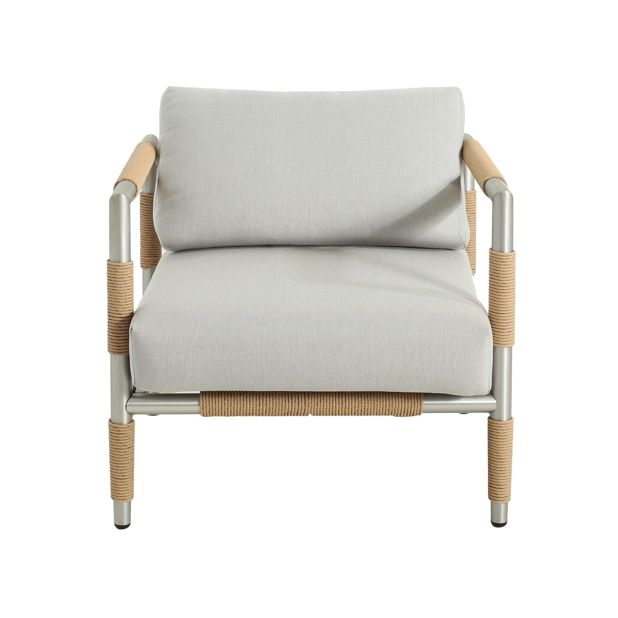 Oriana - Aluminum Outdoor Patio Armchair With Thick Cushions - Light Gray - Best Buy Furniture