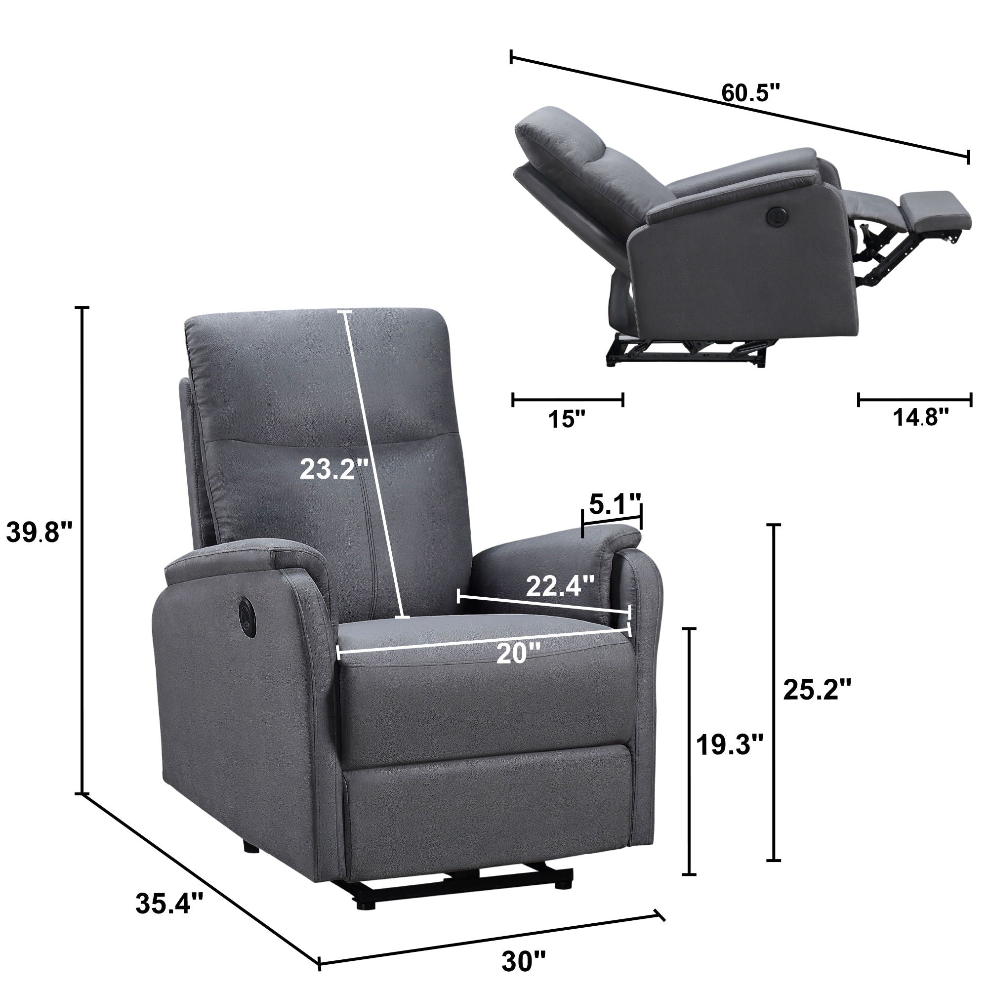 Recliner Chair With Power Function Easy Control Big Stocks, Recliner Single Chair For Living Room, Bed Room - Best Buy Furniture