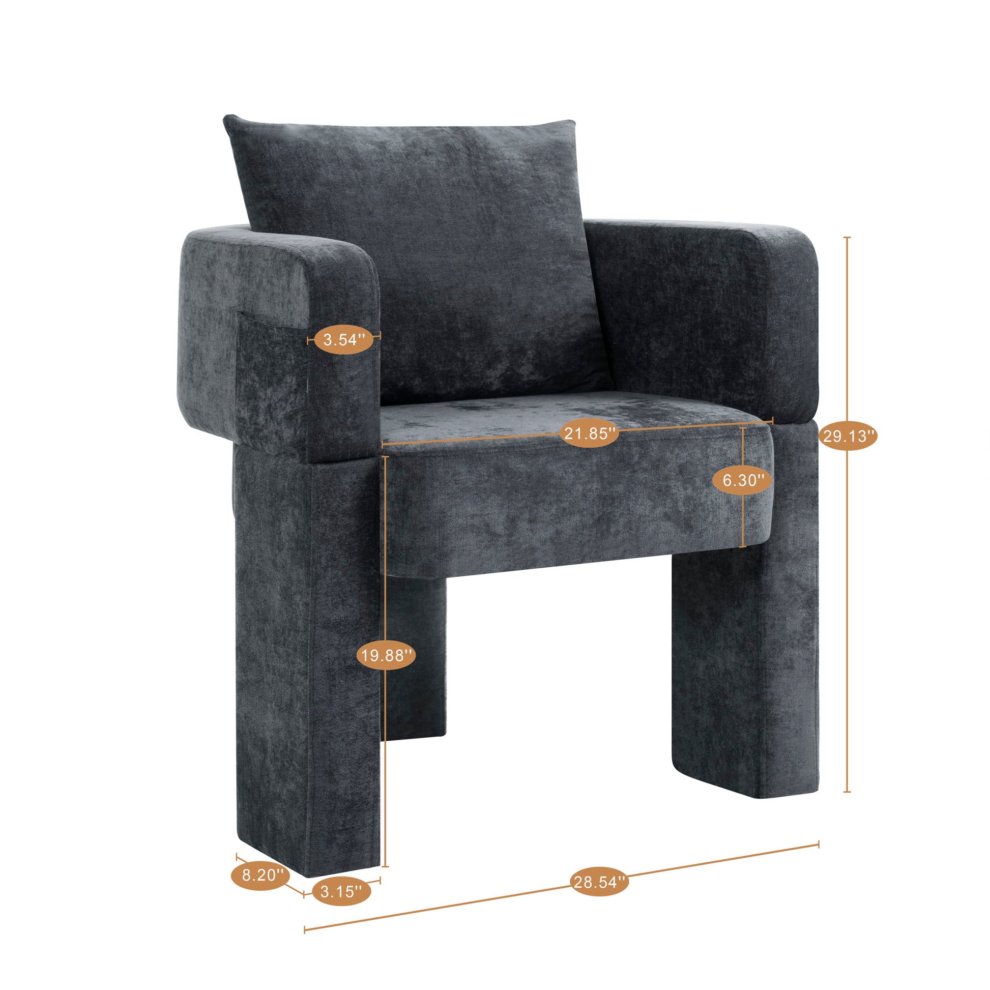 Modern 3 Leg Chenille Accent Chair With Ergonomic Arms & Removable Pillow - Best Buy Furniture
