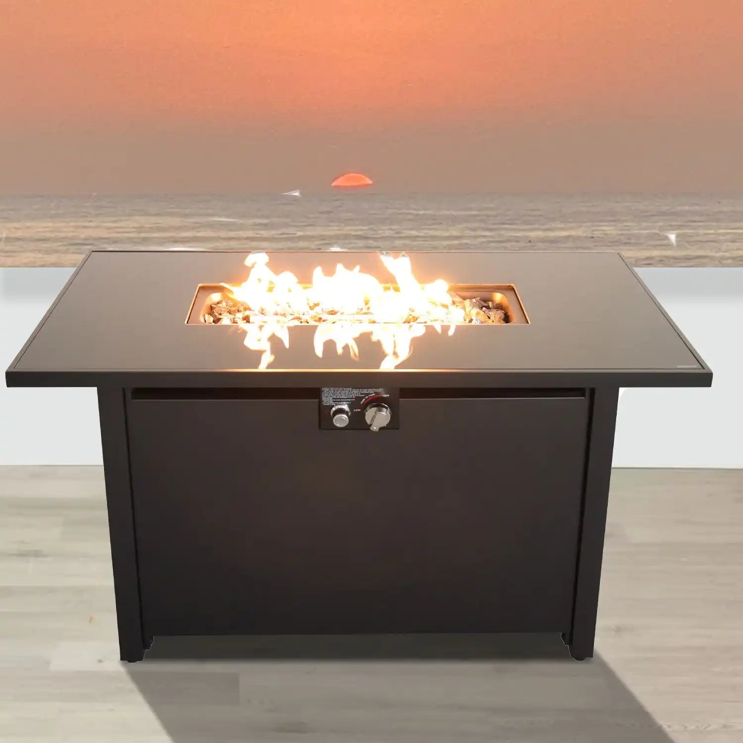 Outdoor Fire Pit Table Durable Construction With Lid - Black - Best Buy Furniture