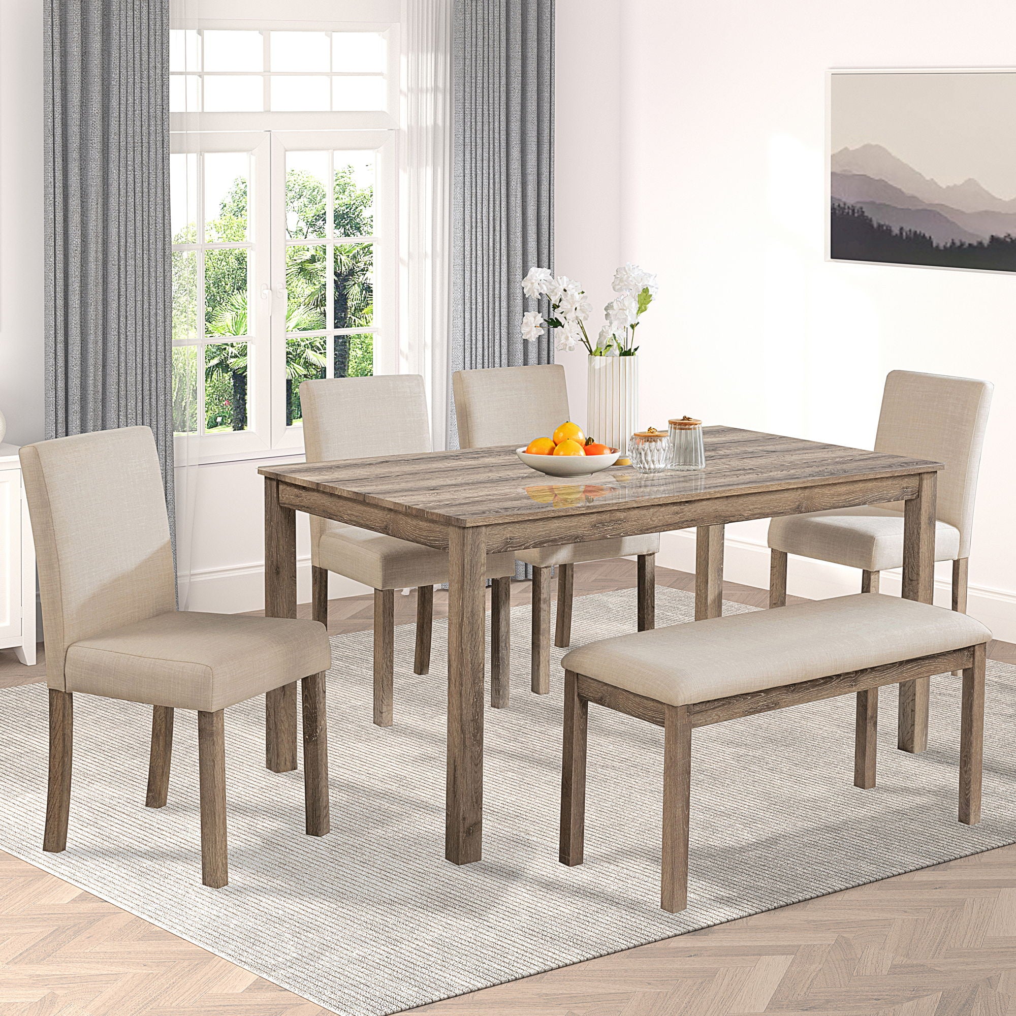 Modern Dining Table Set With Upholstered Chairs For Dining Room - Best Buy Furniture
