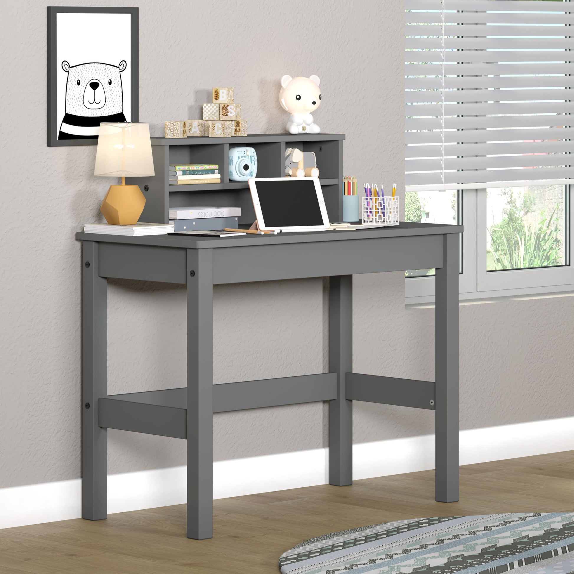 Logan - Writing Desk - Gray - Best Buy Furniture