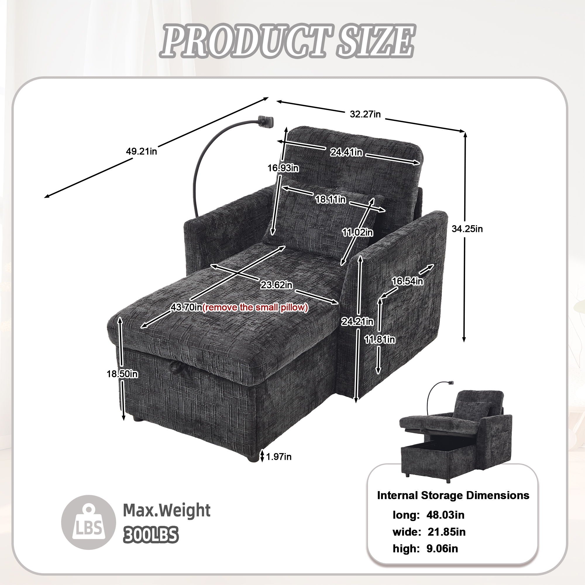 Multifunctional Chenille Recliner Sofa With Storage And Phone Bracket - Best Buy Furniture