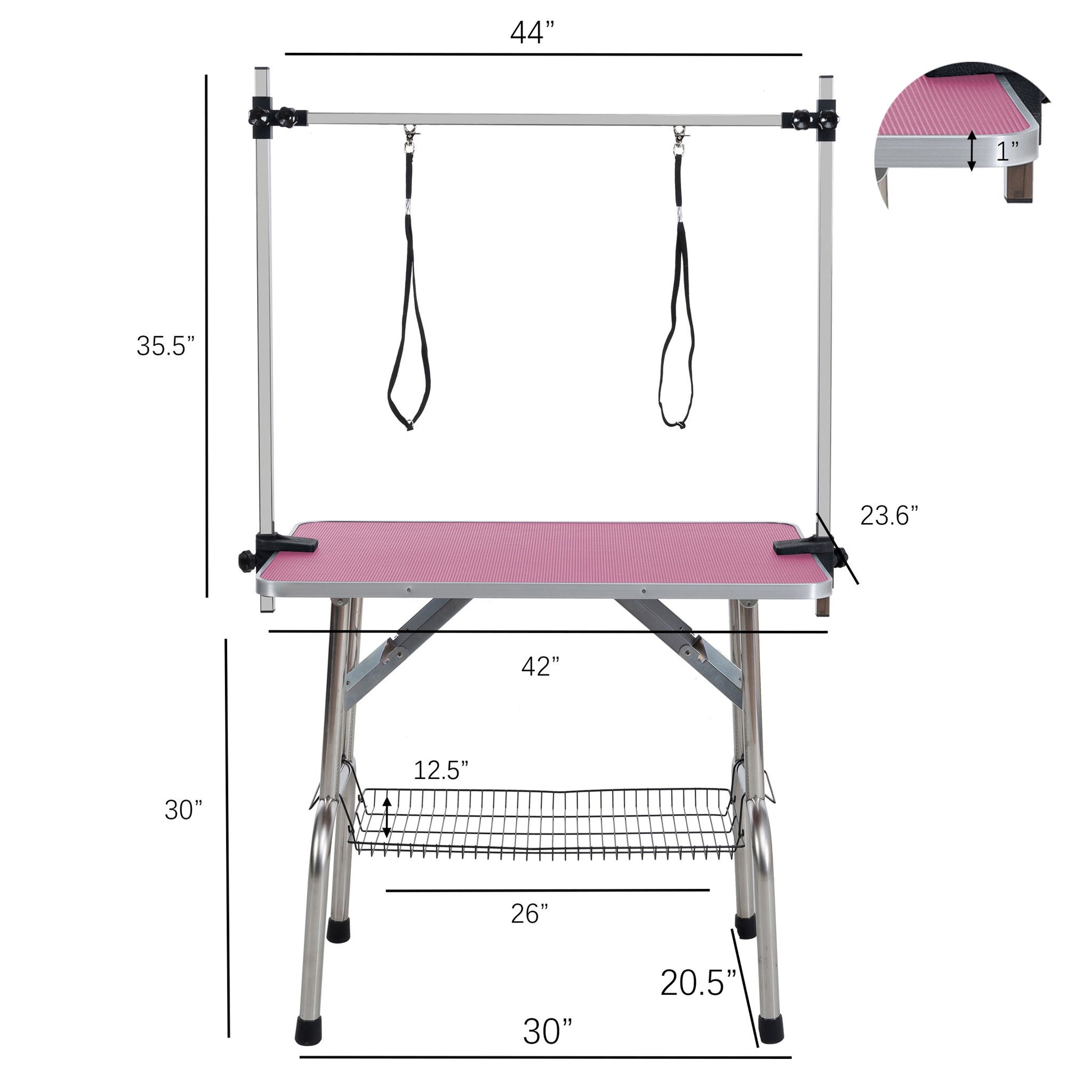 Folding Dog Pet Grooming Table Stainless Steel Frame Rubber Mat On Board With Adjustable Arm And Clamps Pet Dog Cat Grooming Table - Best Buy Furniture