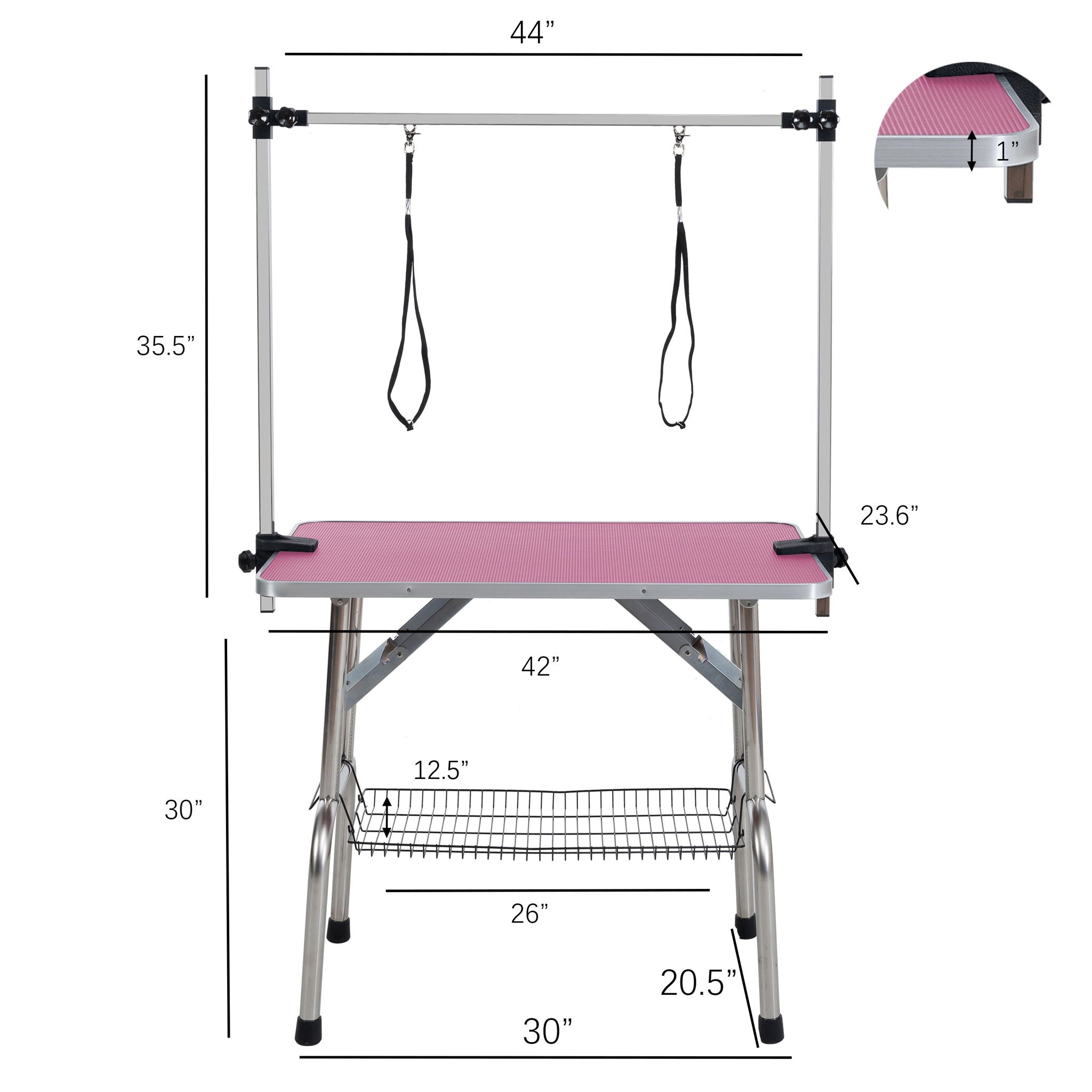 Folding Dog Pet Grooming Table Stainless Steel Frame Rubber Mat On Board With Adjustable Arm And Clamps Pet Dog Cat Grooming Table - Best Buy Furniture