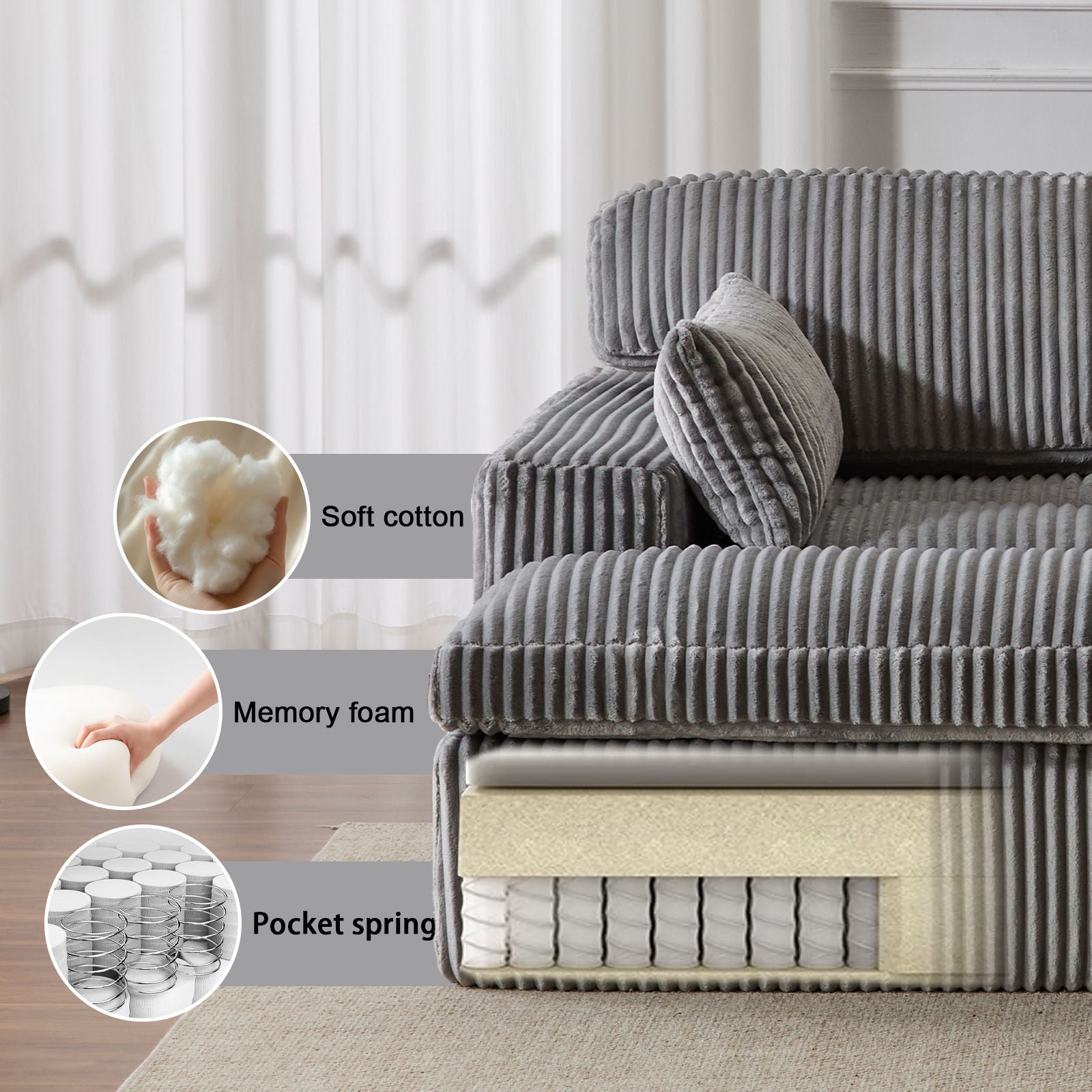 Double Chaise Lounge Chair, Oversized Upholstered Sleeper Cloud Couch - Best Buy Furniture
