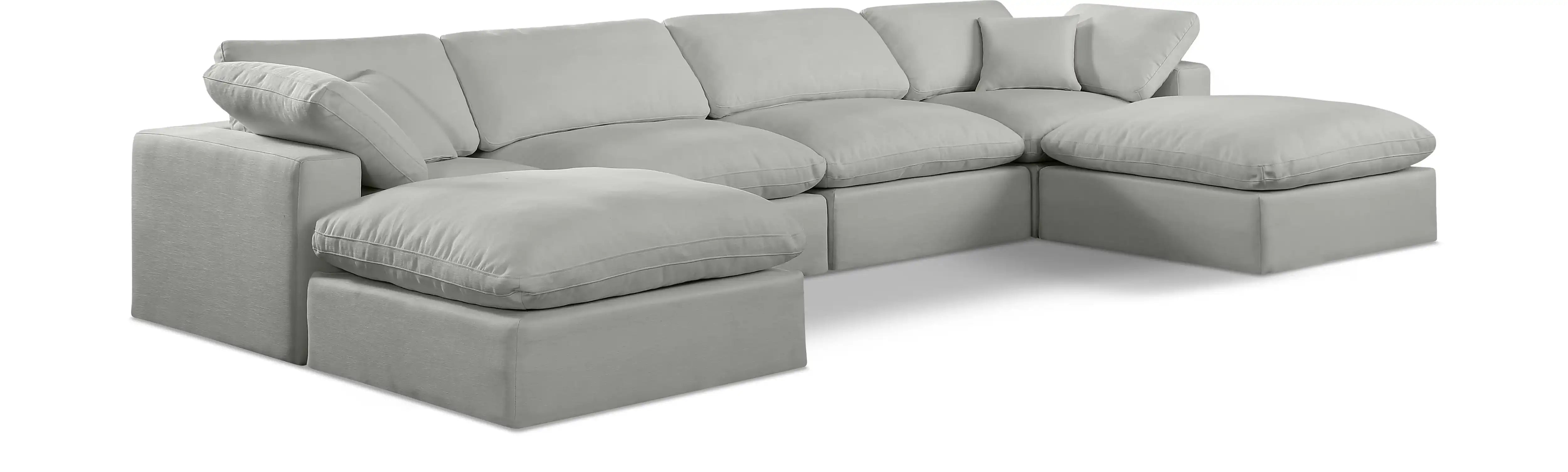 Comfy - 6 Piece Linen Modular Double Chaise Sectional - Best Buy Furniture