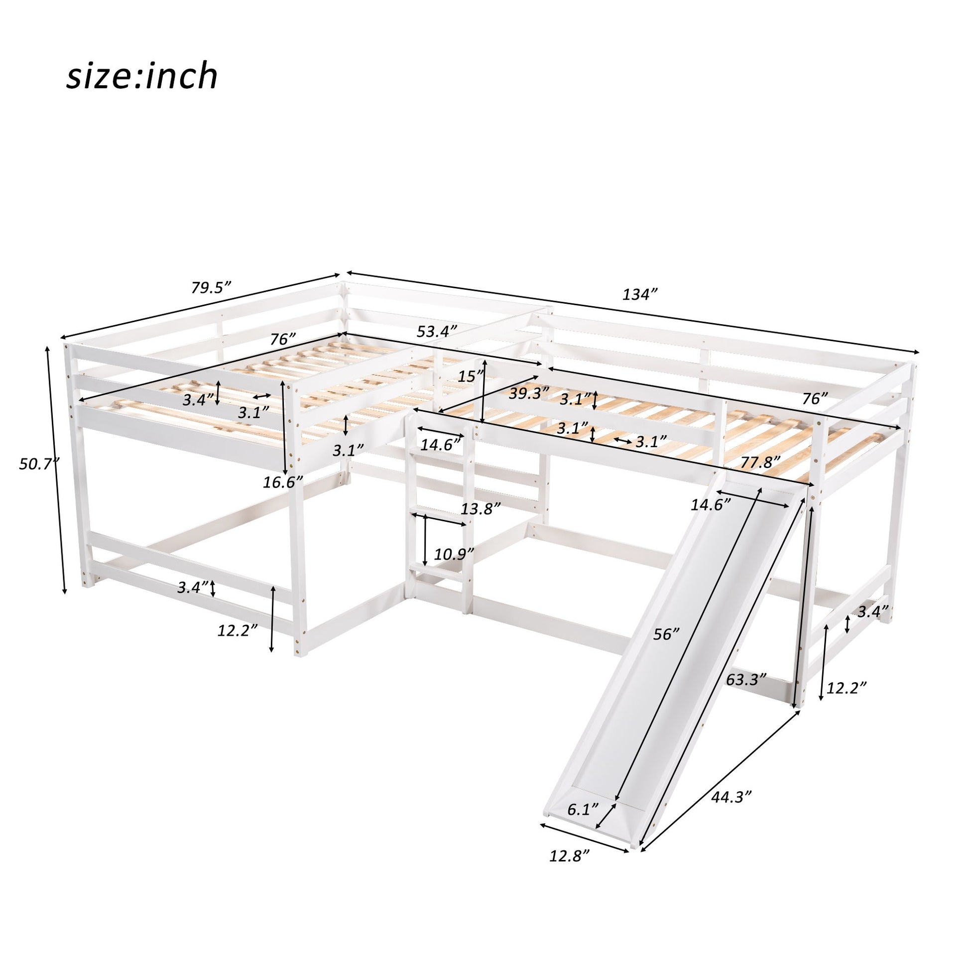 L-Shaped Bunk Bed With Slide And Short Ladder - Best Buy Furniture
