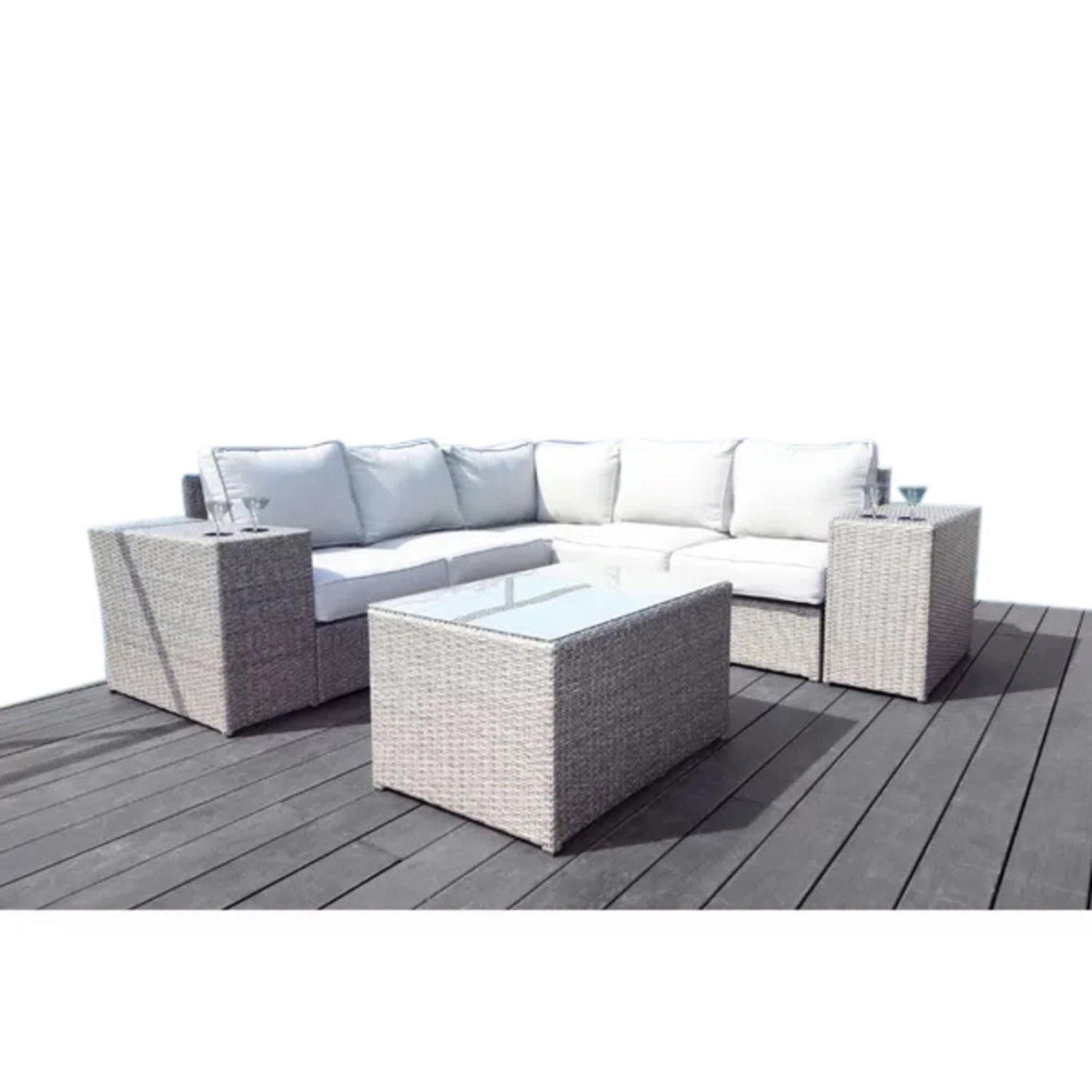 Outdoor Wicker Sectional With Weather Resistant Cushions And Table - Best Buy Furniture