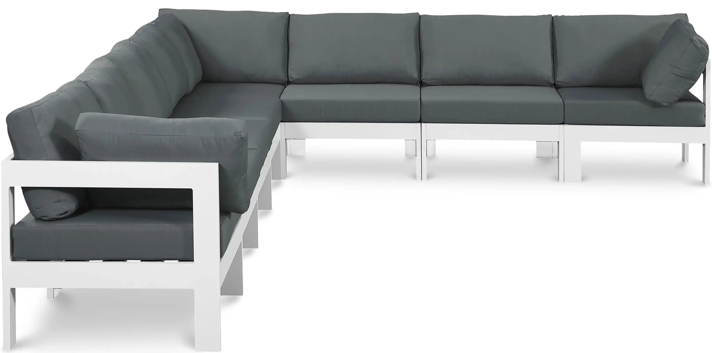 Nizuc - Outdoor Patio 8 Piece Modular Sectional With White Frame - Best Buy Furniture