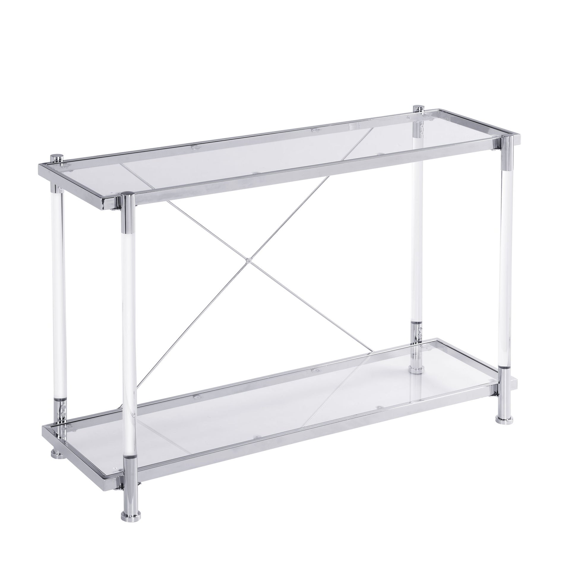 Chrome Glass Sofa Table, Acrylic Side Table, Console Table For Living Room & Bedroom - Chrome - Best Buy Furniture