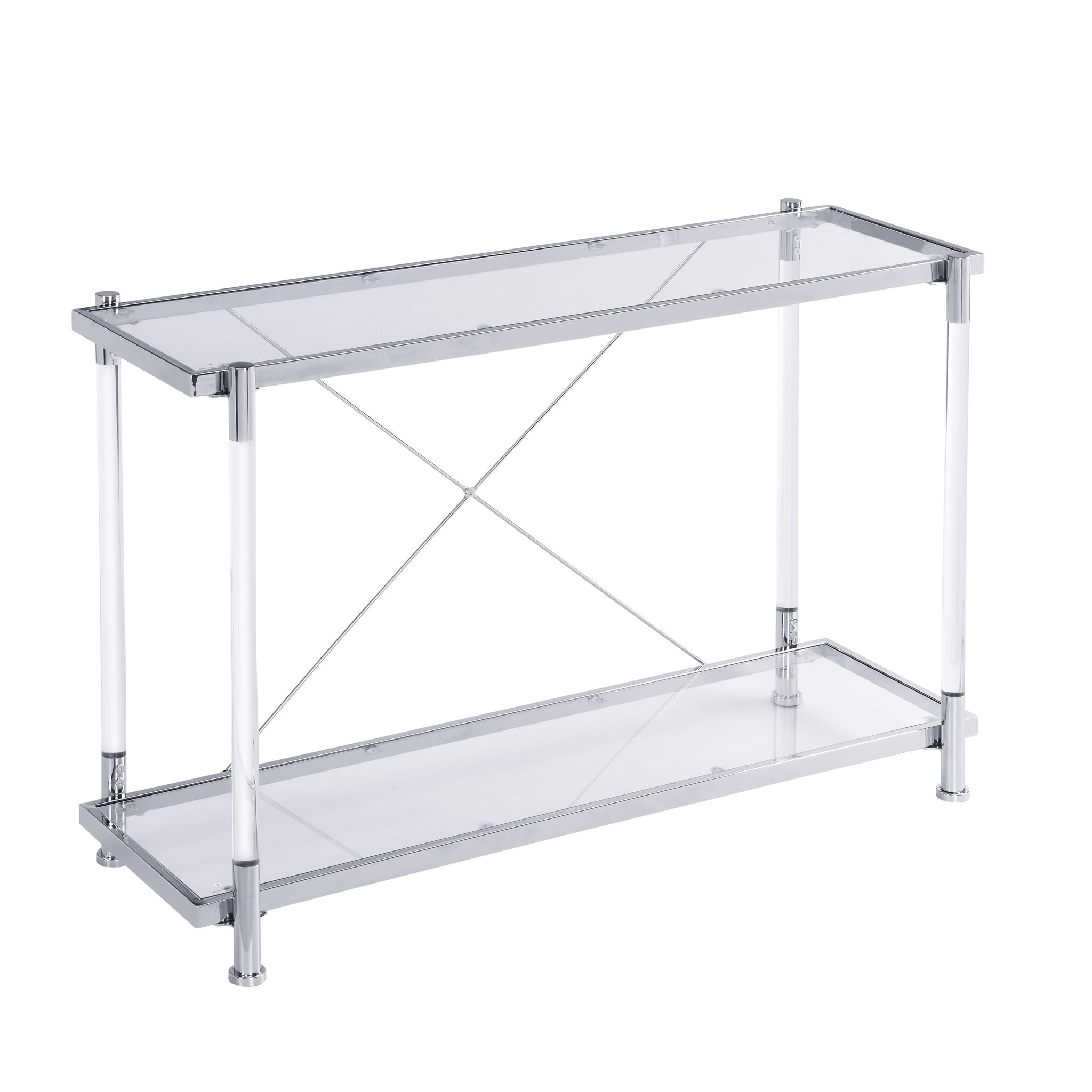 Chrome Glass Sofa Table, Acrylic Side Table, Console Table For Living Room & Bedroom - Chrome - Best Buy Furniture
