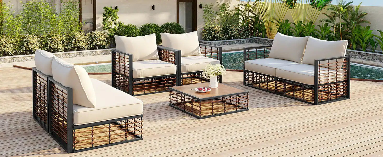 TOPMAX Modern 7-Piece Outdoor Modular Sectional Sofa Set - Best Buy Furniture