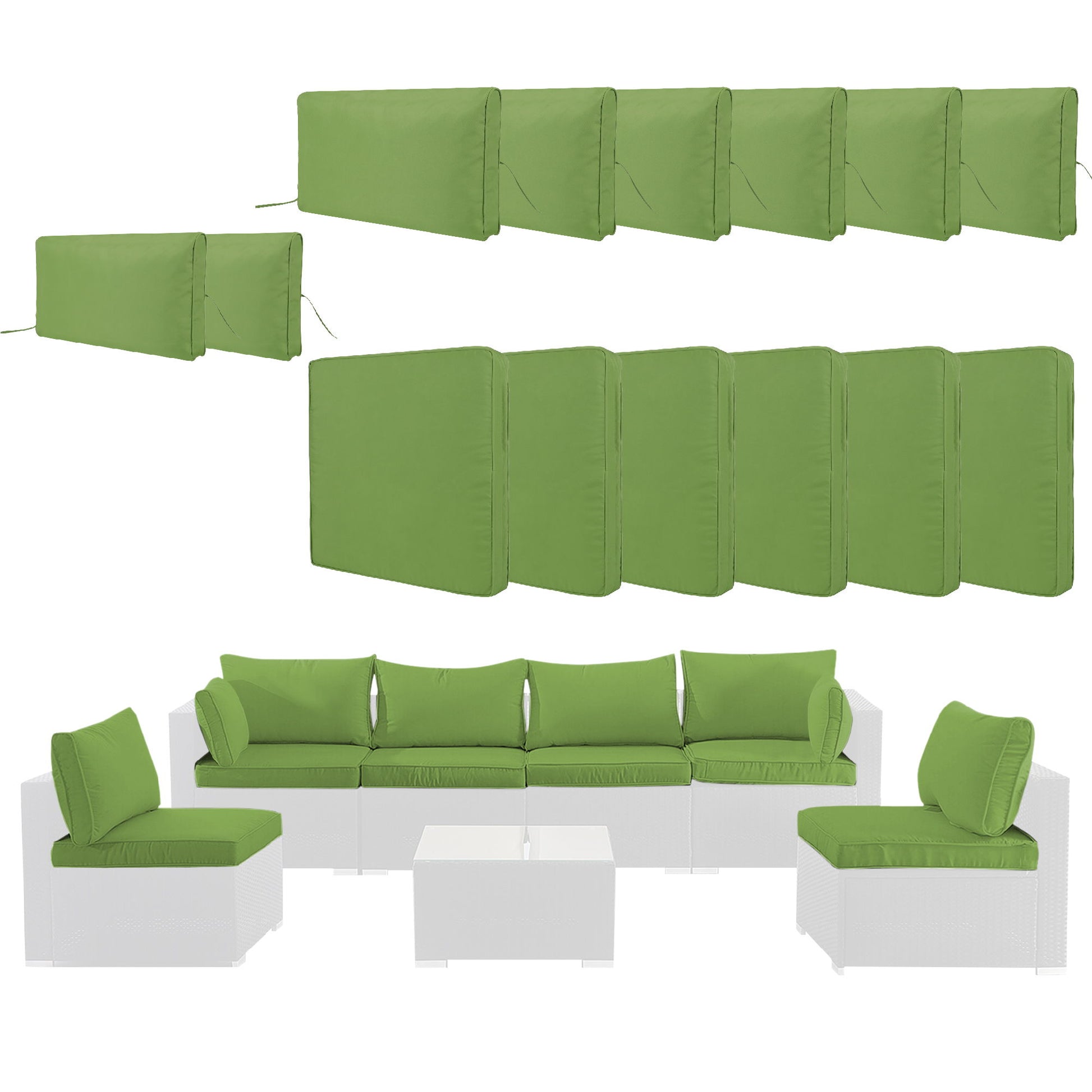 Cushion Covers For 7 Piece Wicker Sectional Sofa, 14 Pack Seat And Back Slipcovers With Zipper - Best Buy Furniture