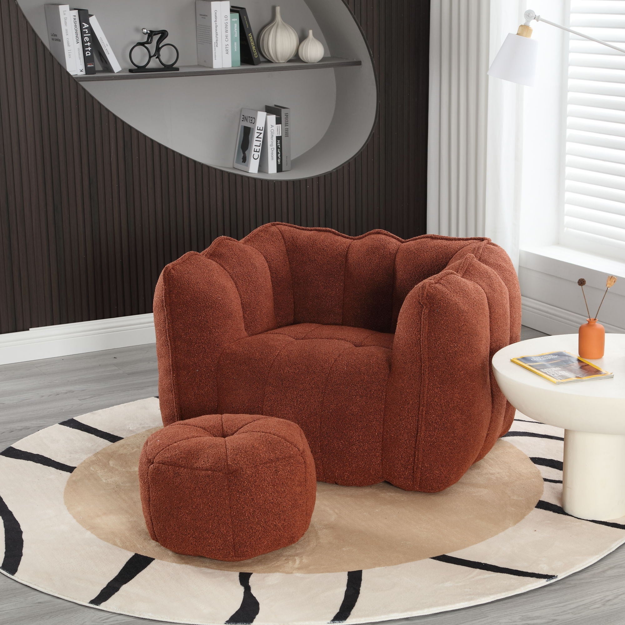 Soft Chenille Bean Bag Chair With High Resilient Foam