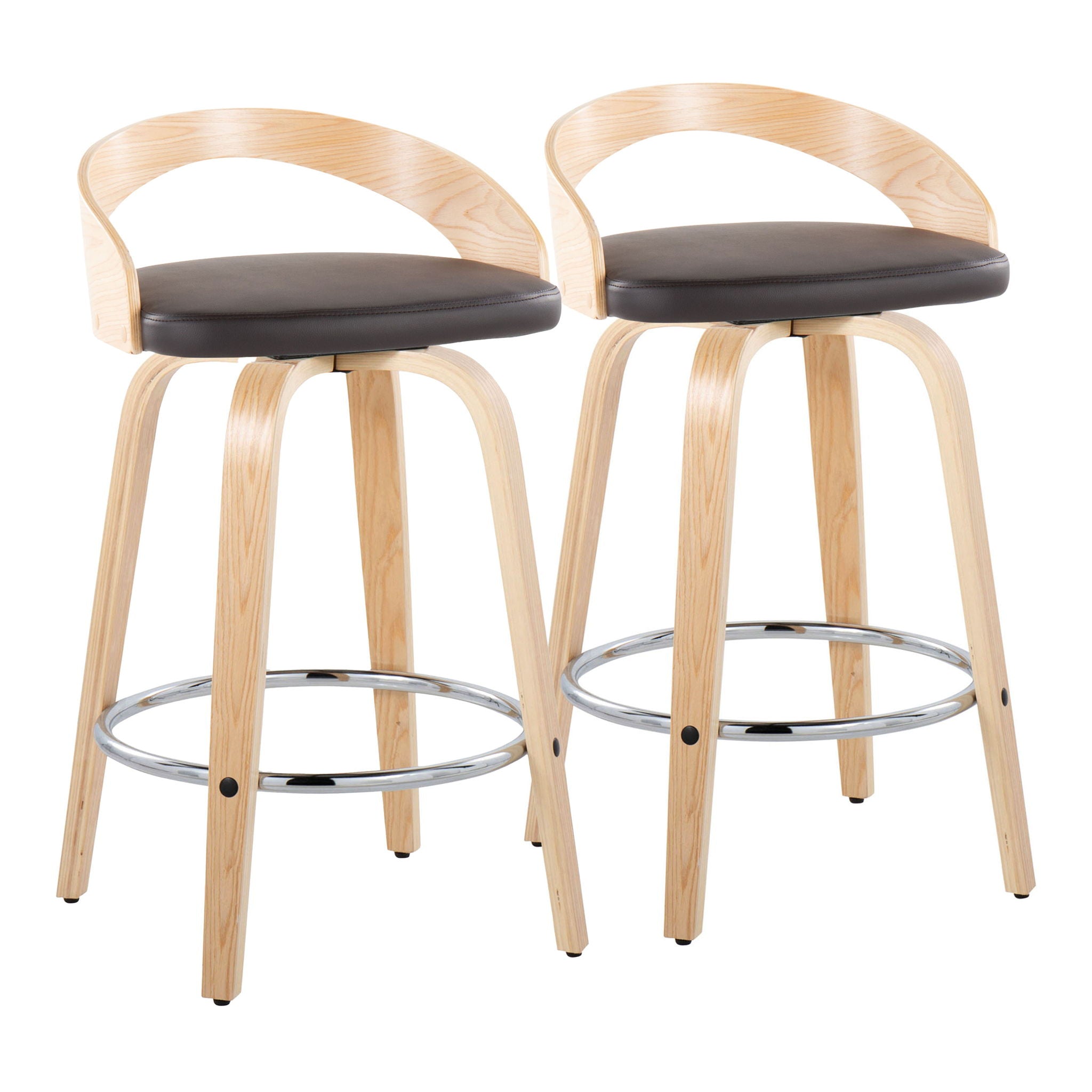 Grotto - Contemporary Fixed Height Counter Stool With Swivel With Round Footrest (Set of 2) - Best Buy Furniture