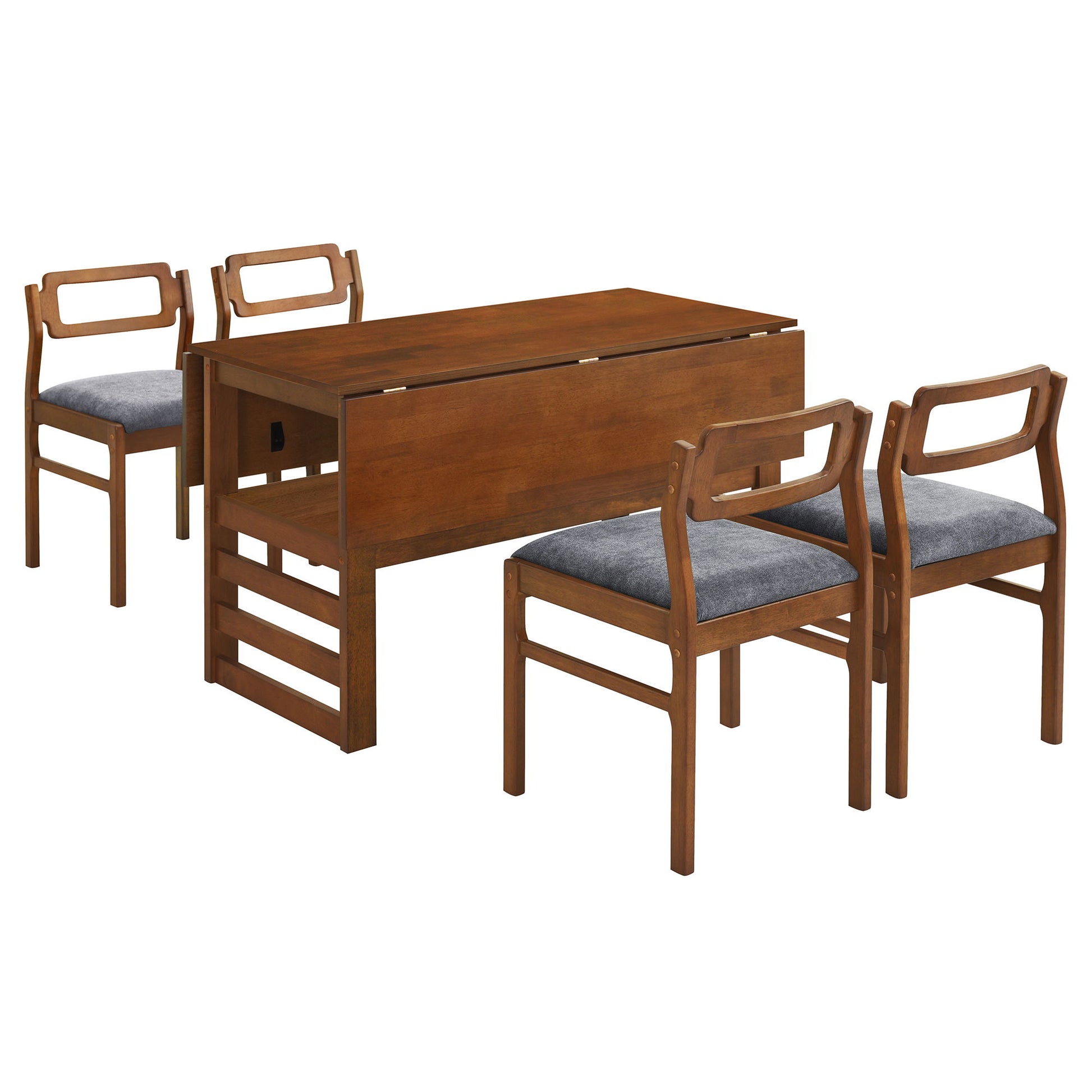 5 Piece Extendable Wood Square Dining Table Set With 2 Drop Leaves - Best Buy Furniture