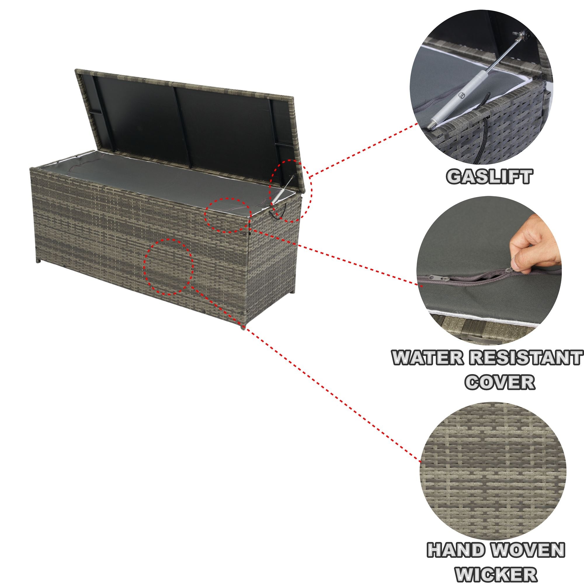 Outdoor Storage Box, Wicker Patio Deck Boxes With Lid, Outdoor Cushion Storage For Kids Toys, Pillows, Towel, Wicker - Best Buy Furniture