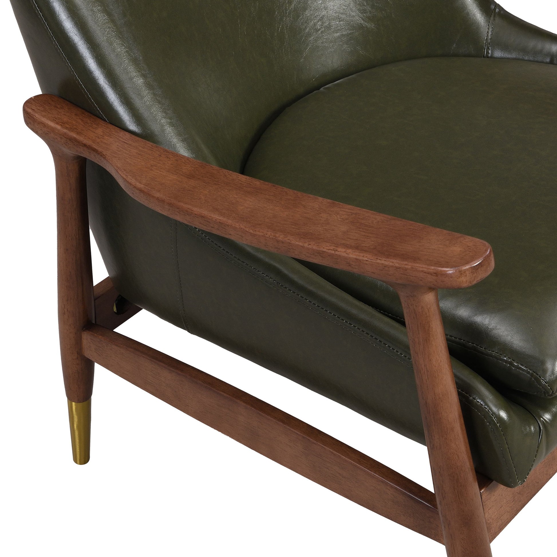 Mid - Century Accent Chair With Cushioned Seat, Brass Tipped Legs - Best Buy Furniture