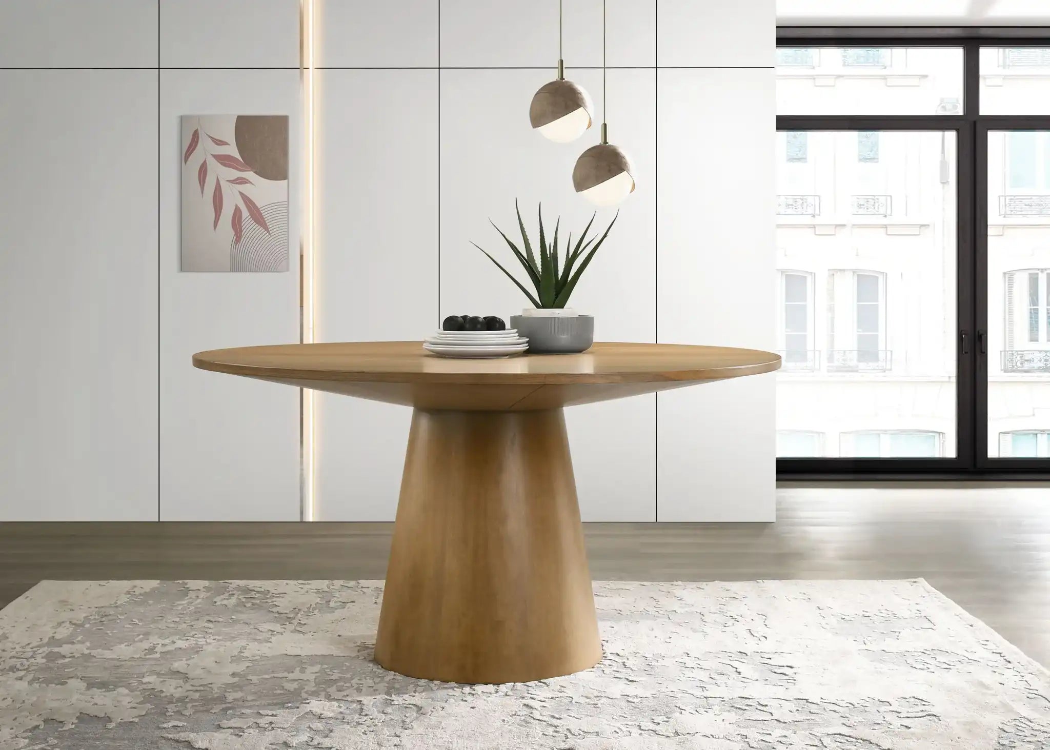 Jasper - Wide Contemporary Round Dining Table - Best Buy Furniture