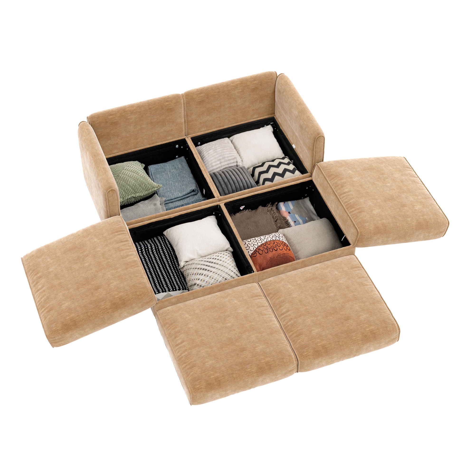 Contemporary Elegant White Chenille Sofa With Storage And Ottoman - Best Buy Furniture