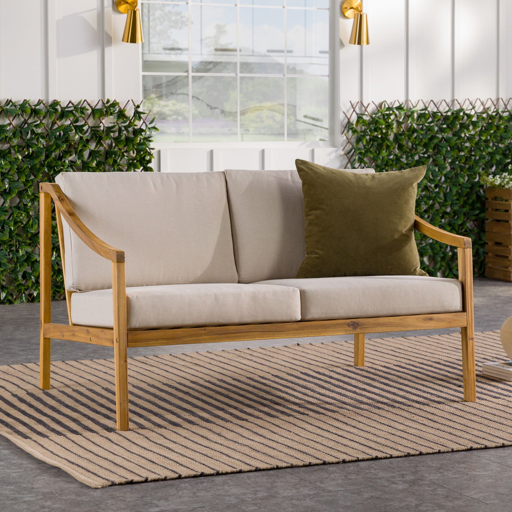 Modern Curved Arm Upholstered Outdoor Loveseat - Best Buy Furniture