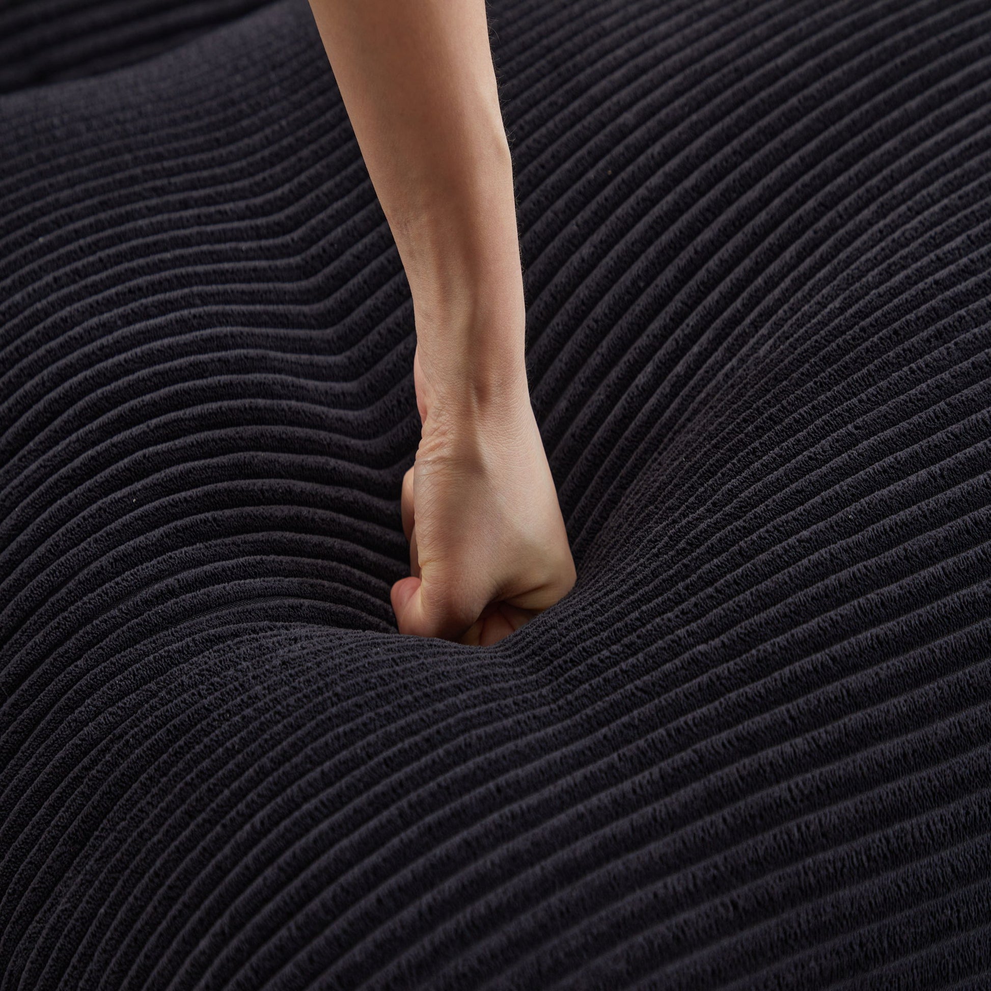 Modern Corduroy Deep Seat Sectional Sofa With Ottoman - Best Buy Furniture