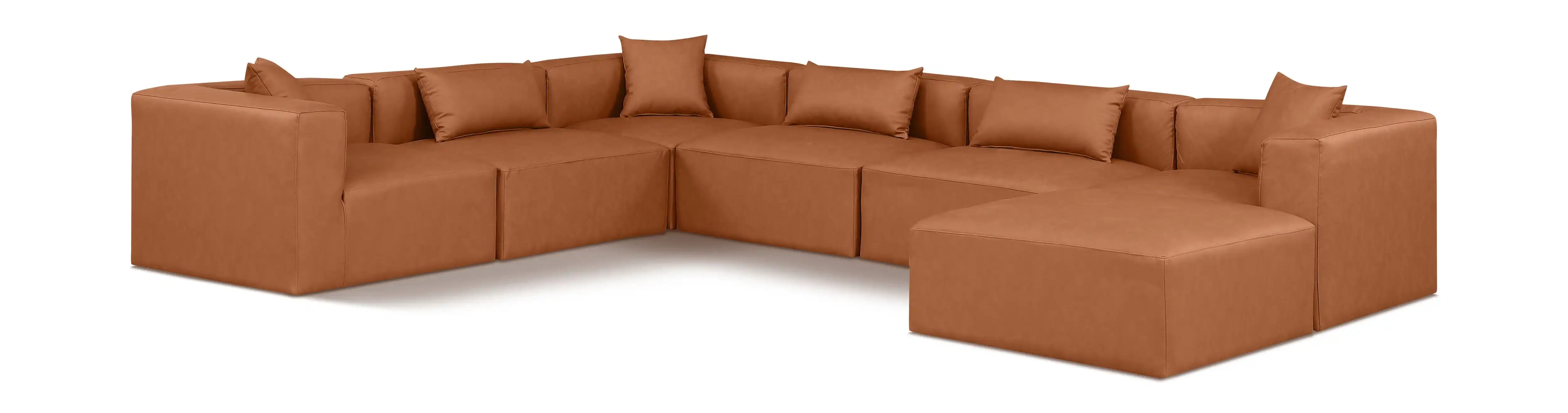 Cube - 7 Piece Modular Sectional - Cognac - Best Buy Furniture