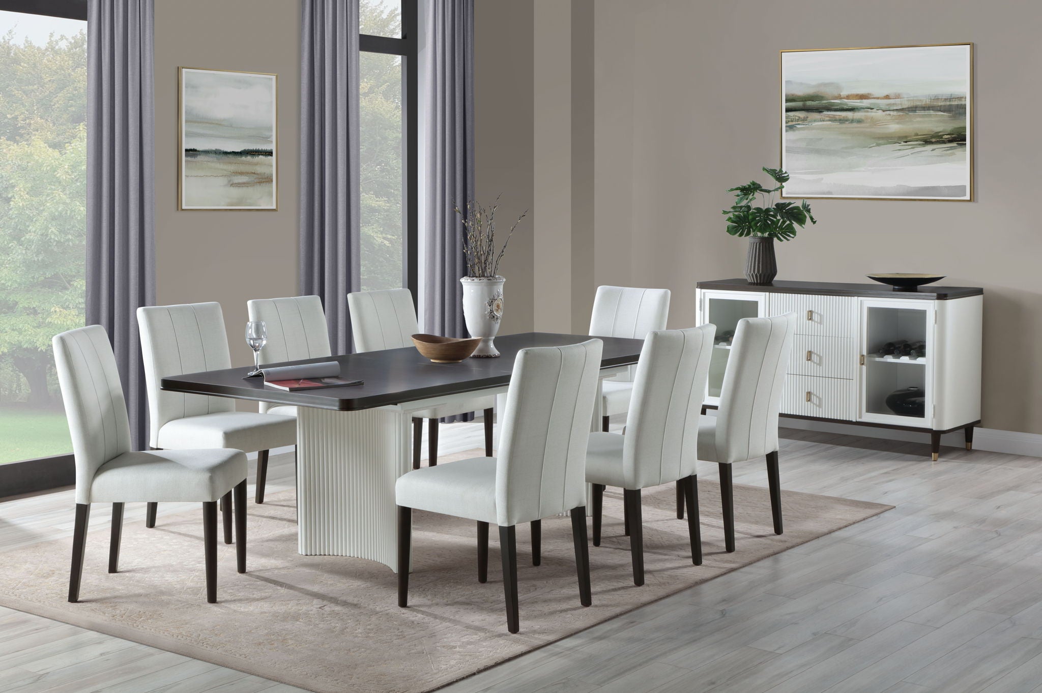 Carene - Dining Table (With Leaf) - Brown / White - Best Buy Furniture