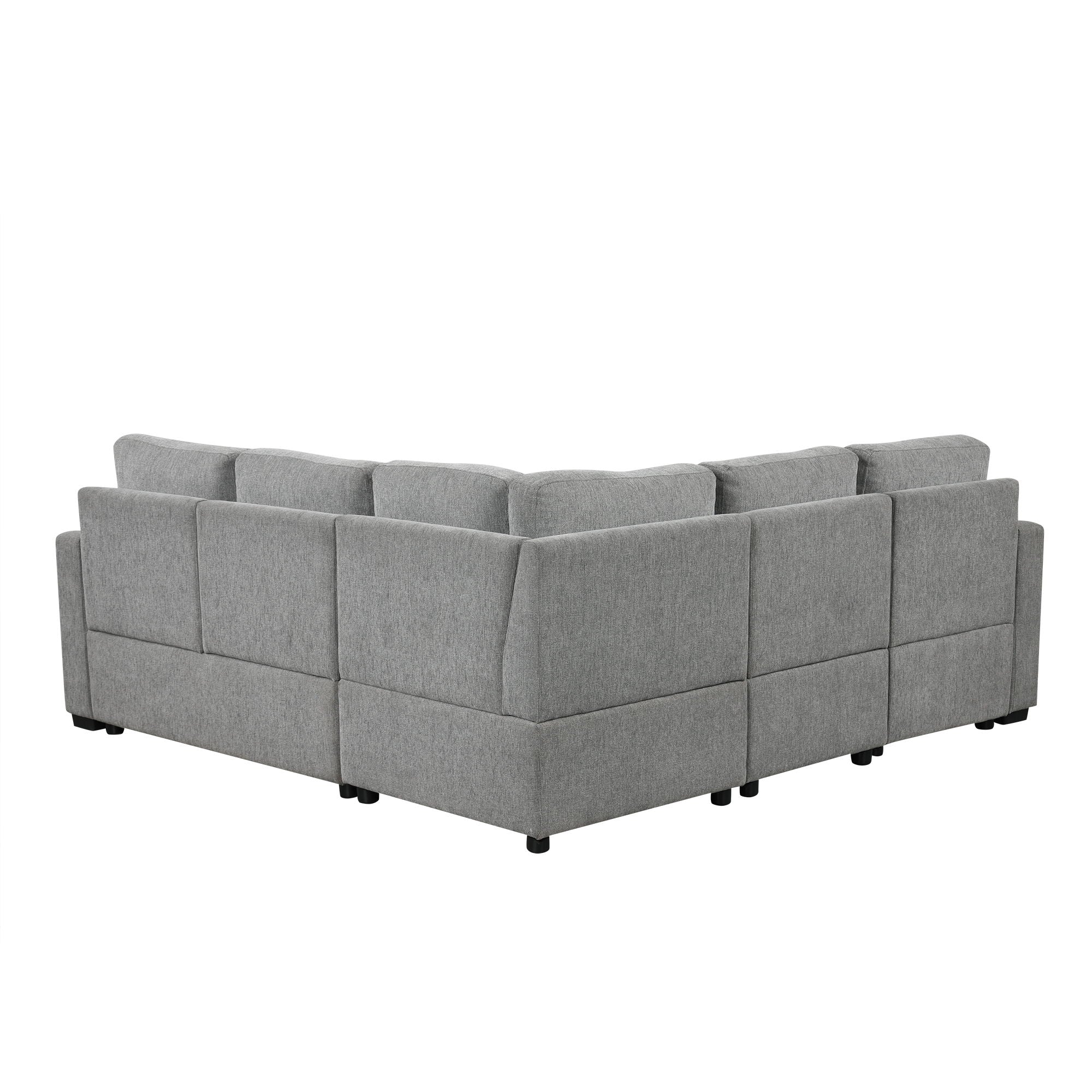 Sectional Sofa Convertible Pull-Out Sofa Bed With A Movable Storage Ottoman For Living Room - Best Buy Furniture