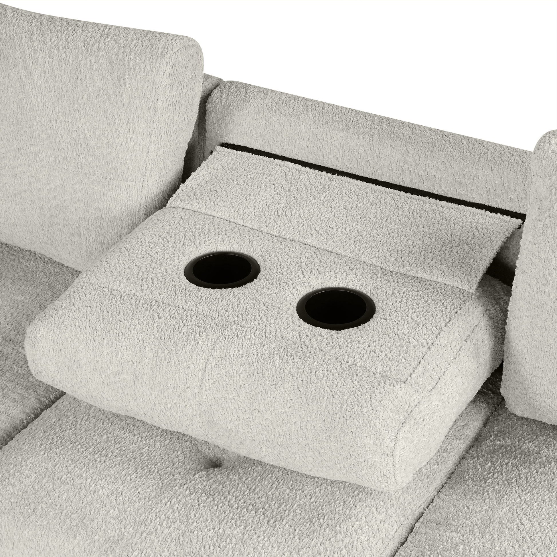 Versatile L Shaped Sofa Bed With Storage, Cup Holders, USB Ports Chenille - Best Buy Furniture