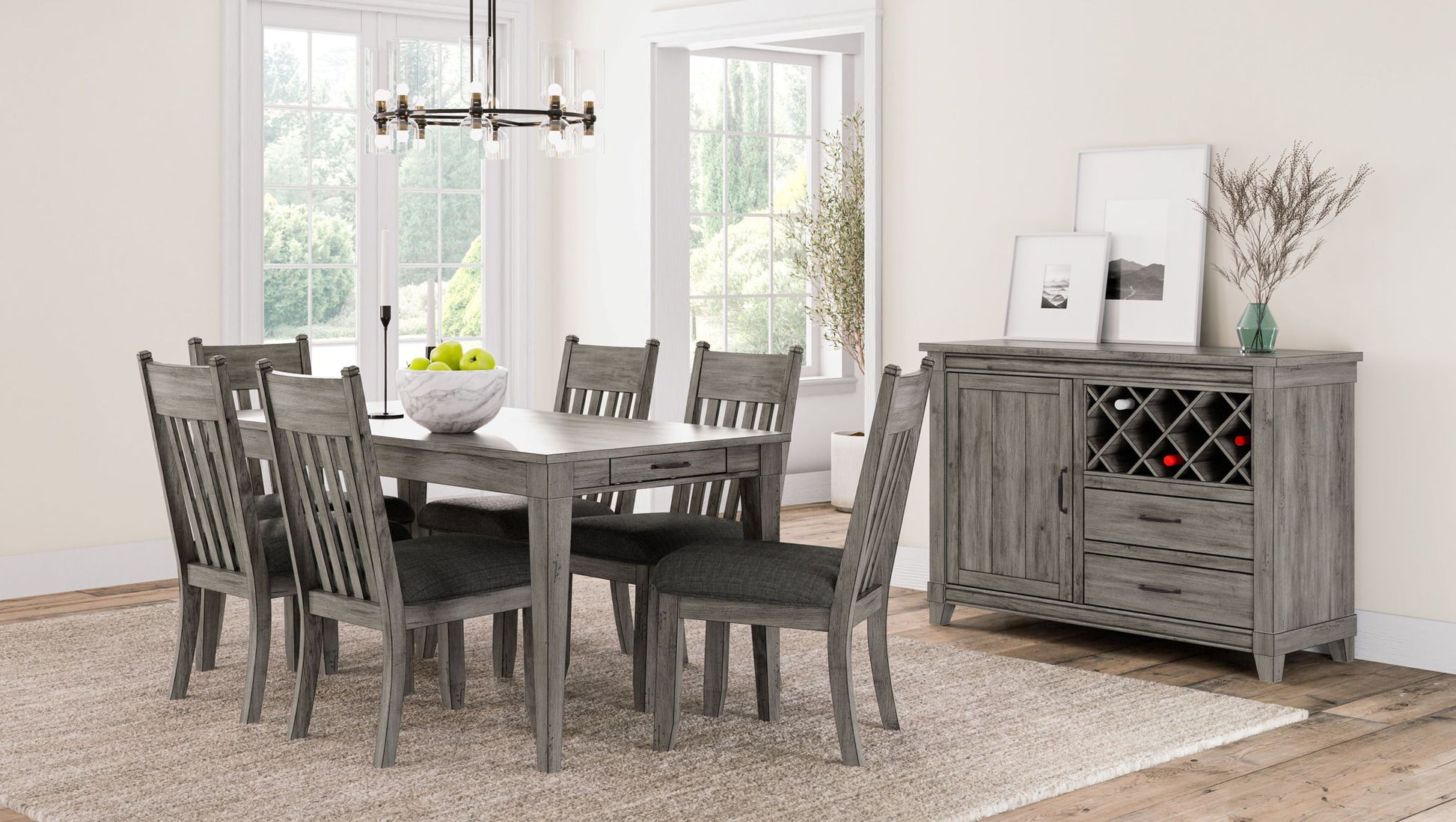 Rustic Dining Table Two Storage Drawers And Leaf - Gray - Best Buy Furniture
