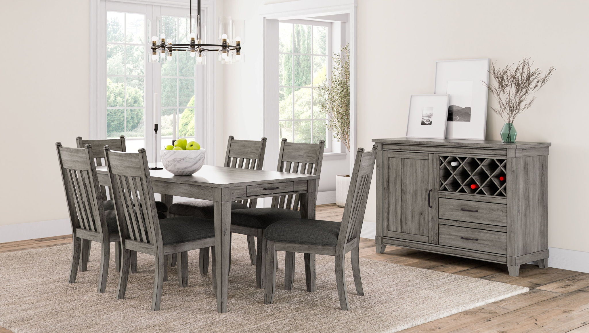 Rustic Dining Table Two Storage Drawers And Leaf - Gray - Best Buy Furniture